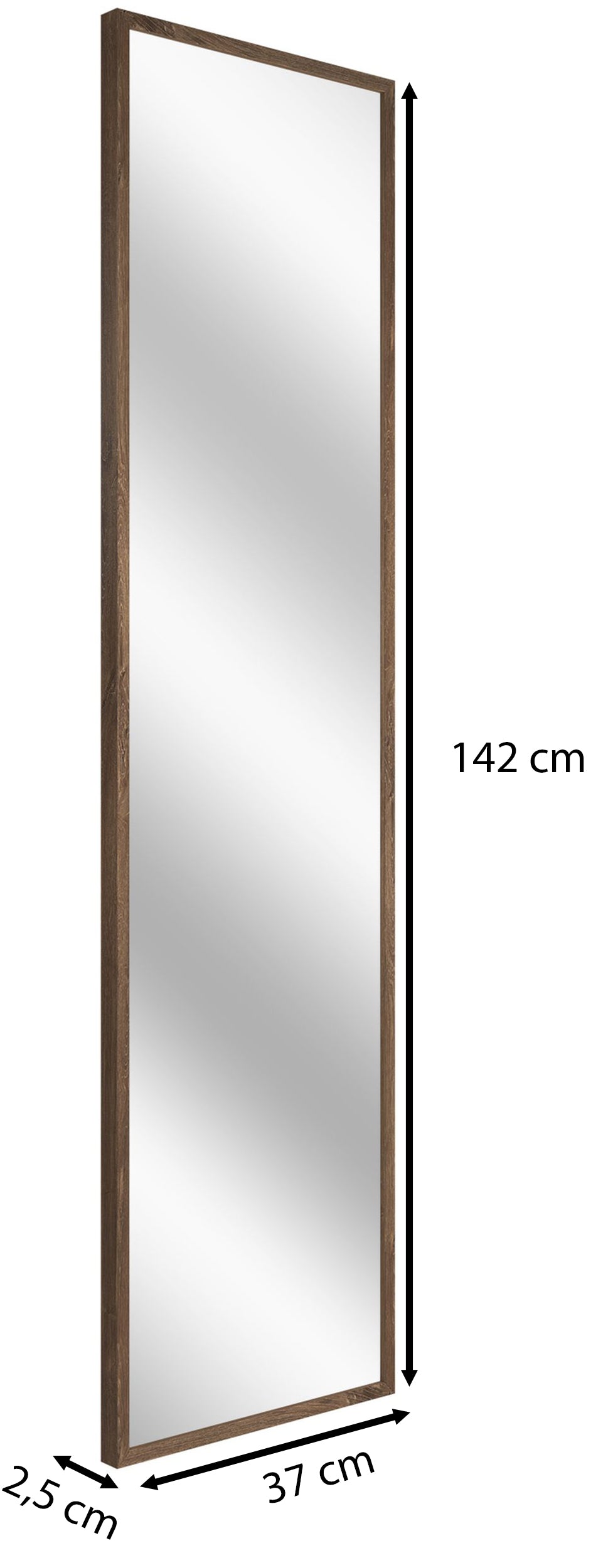 Lustro ścienne Dalone 142x37 cm ciemny dąb