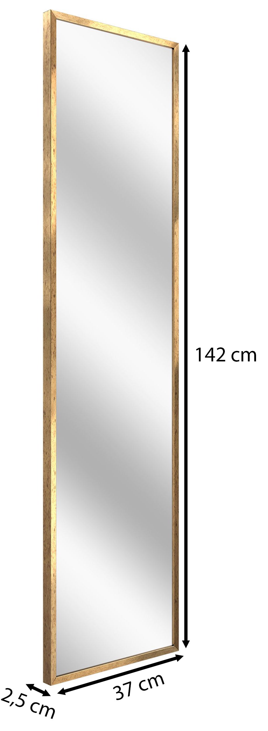 Lustro ścienne Dalone 142x37 cm stare złoto