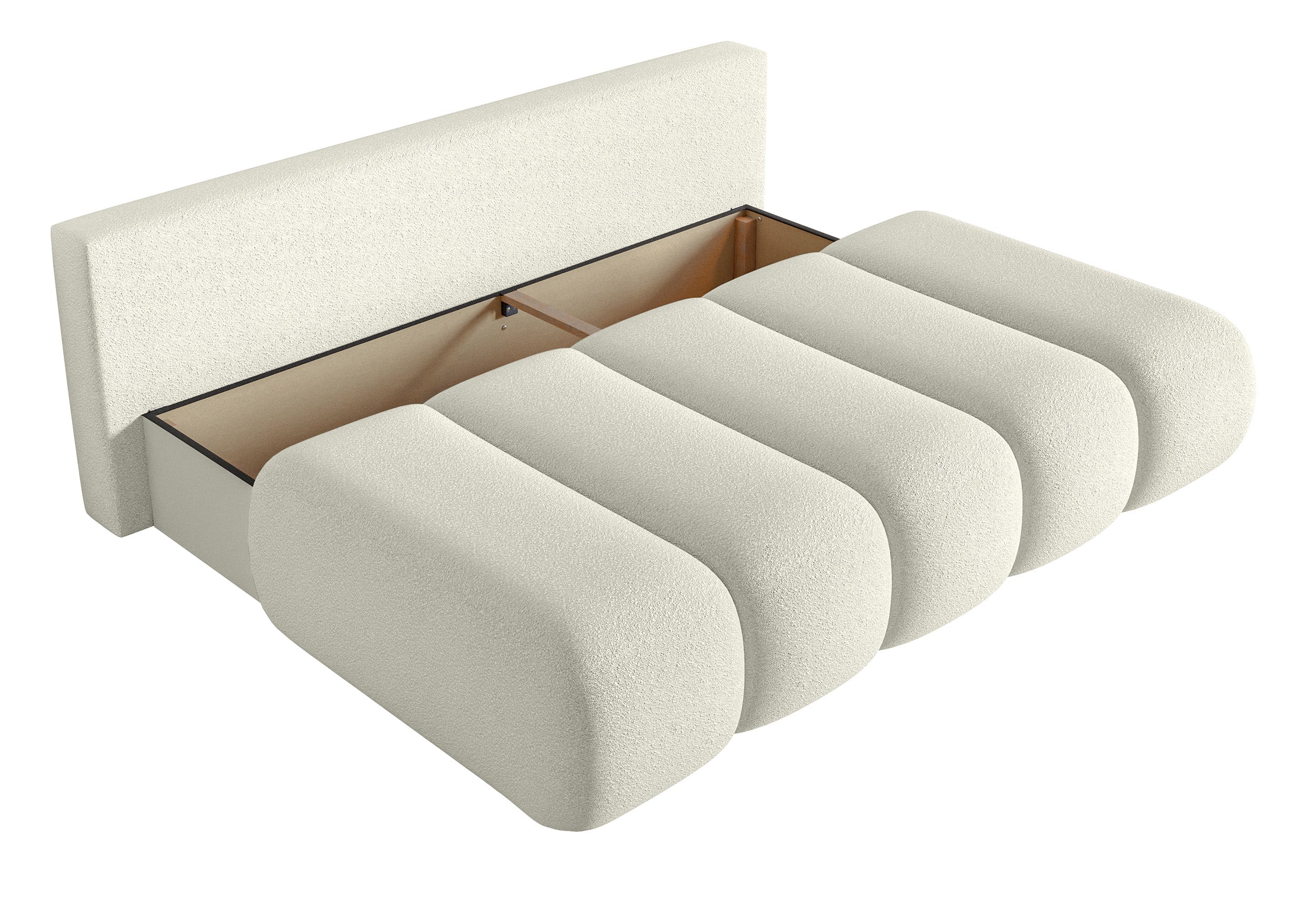 Kanapa trzyosobowa Dandelino Mini z funkcją spania kremowa boucle