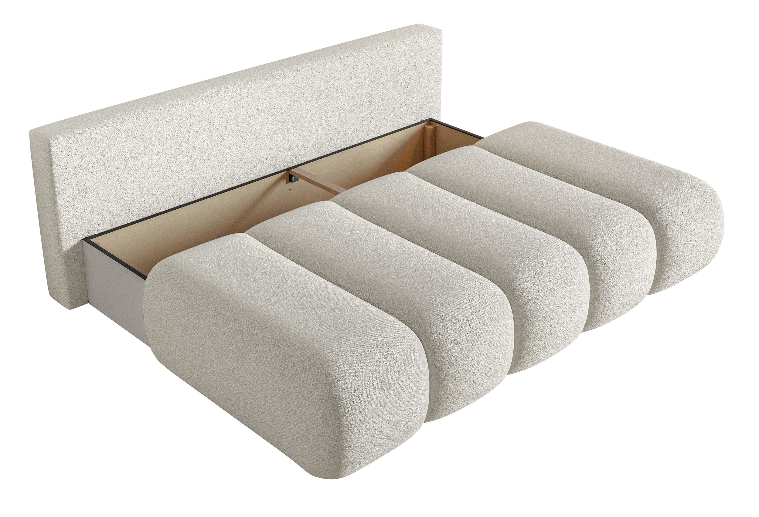 Kanapa trzyosobowa Dandelino Mini z funkcją spania jasnobeżowa boucle