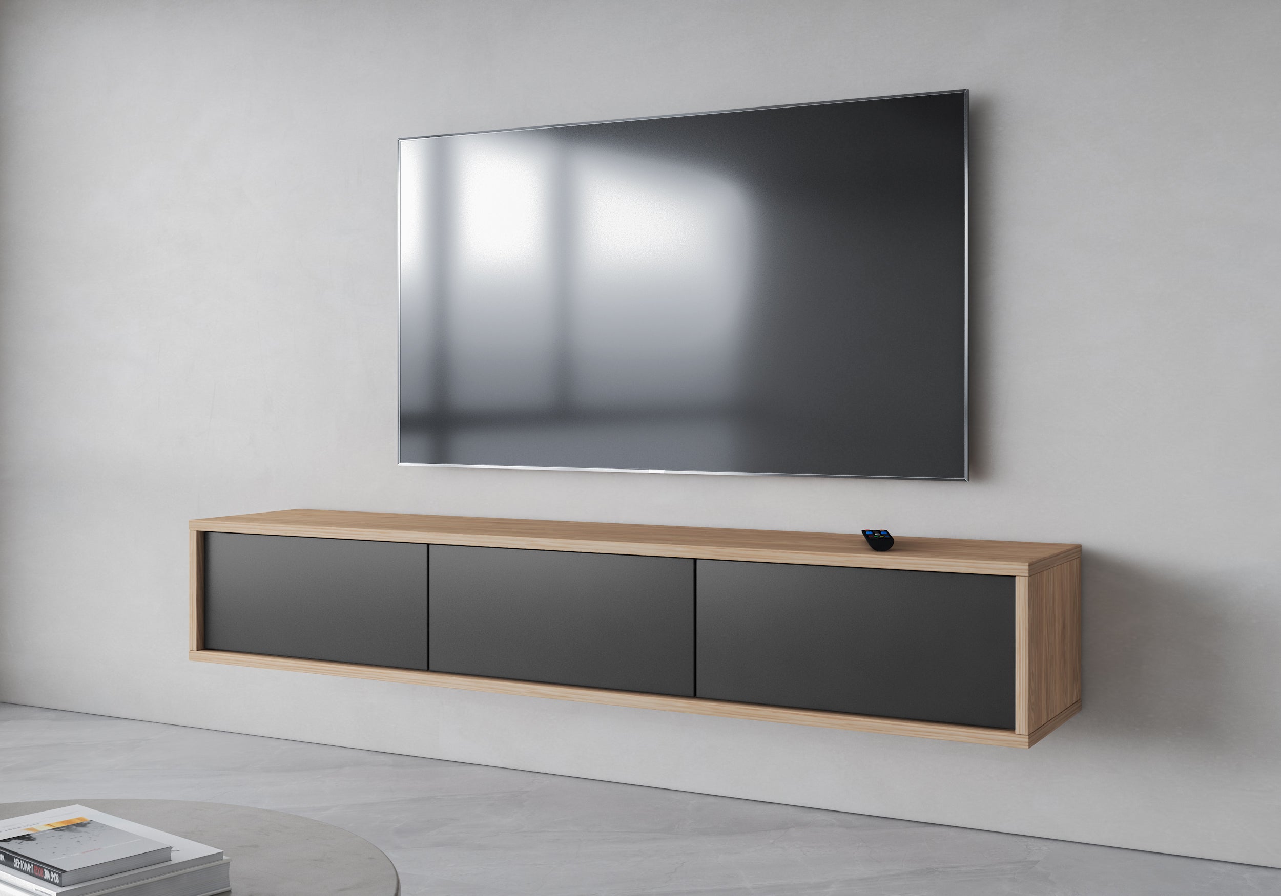 Szafka RTV Moddern 180 cm z opcją powieszenia dąb olejowany / antracyt