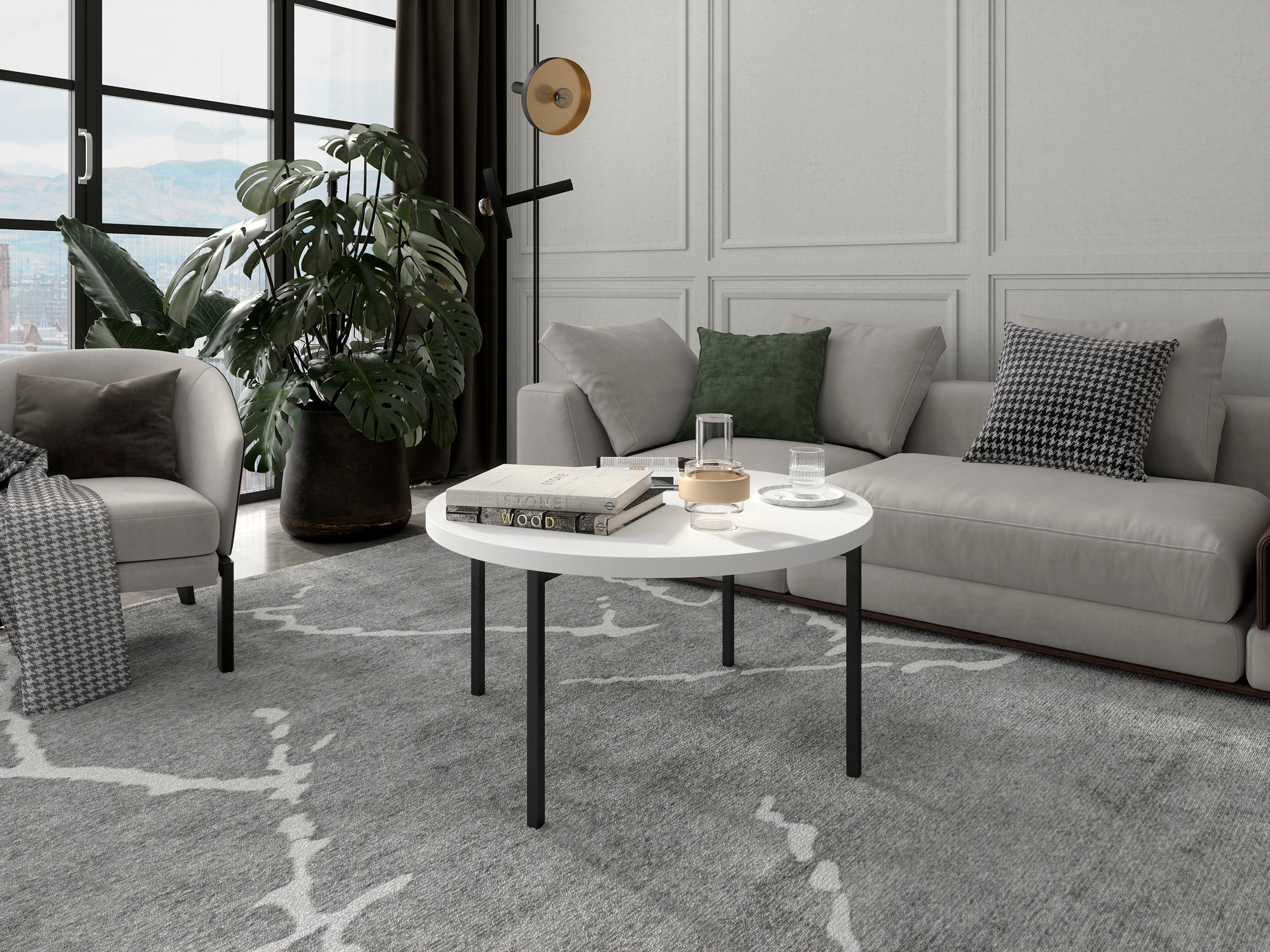 Stolik kawowy Kortala okrągły 80 cm biały mat