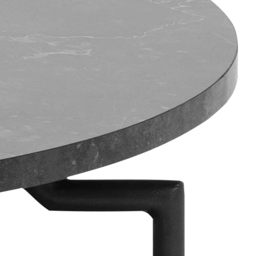 Stolik kawowy okrągły Cernik średnica 80 cm czarny marmur