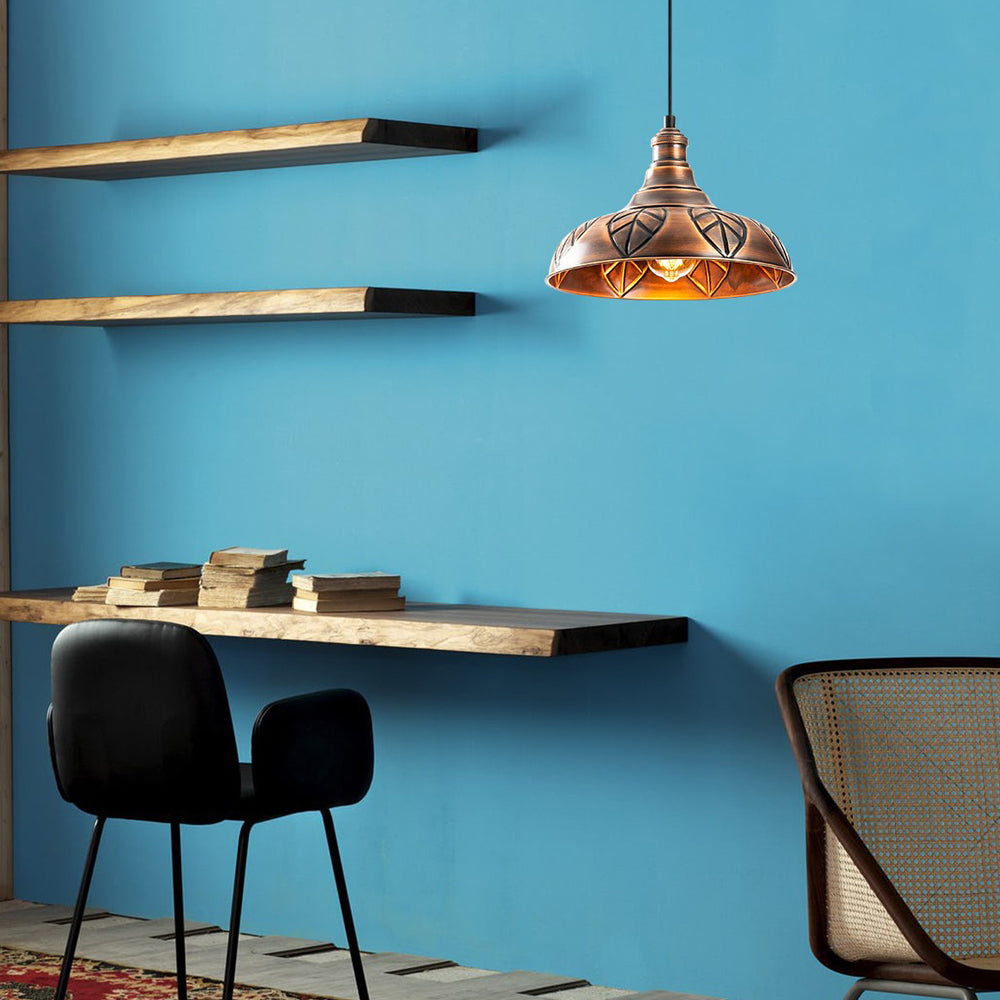 Lampa sufitowa Ardulace ze zdobieniami średnica 32 cm miedziana