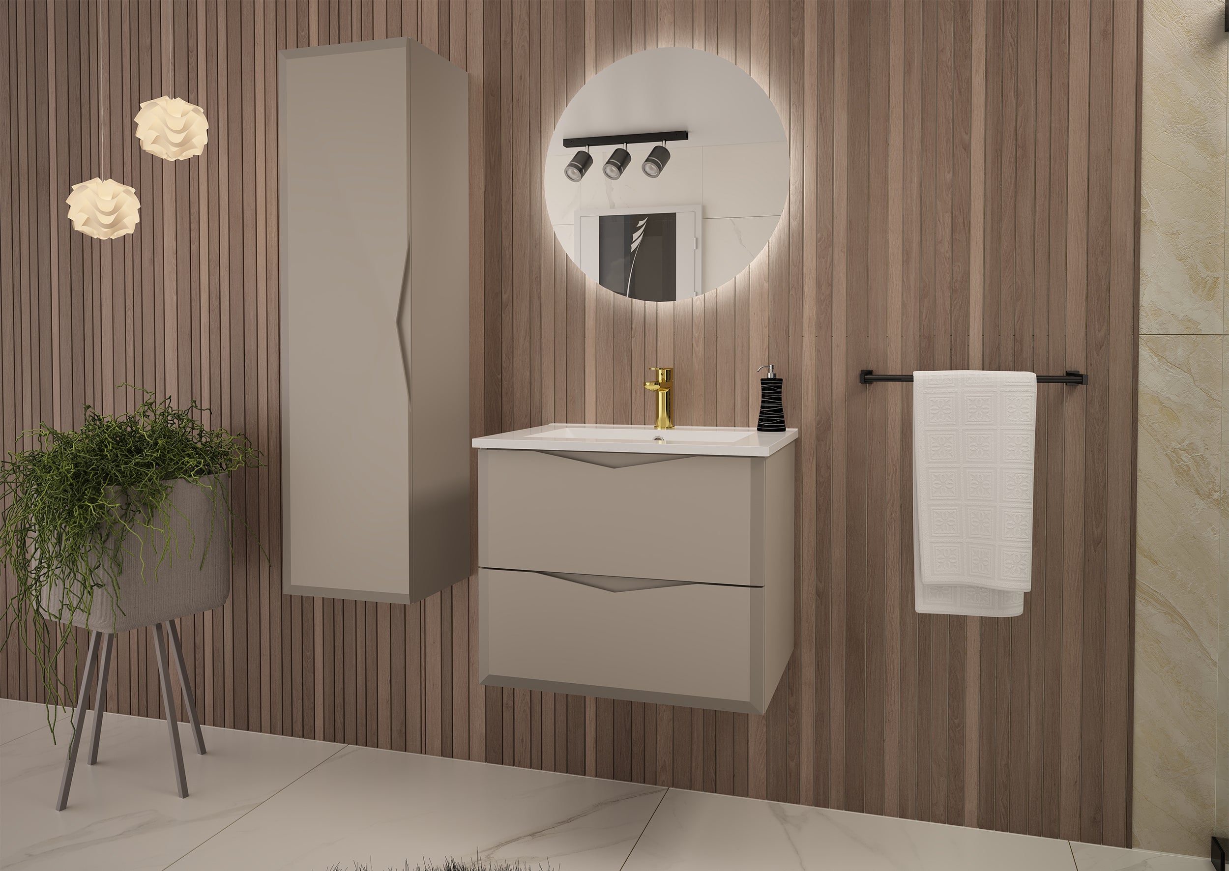 Szafka łazienkowa Delica z umywalką 80 cm szary beż