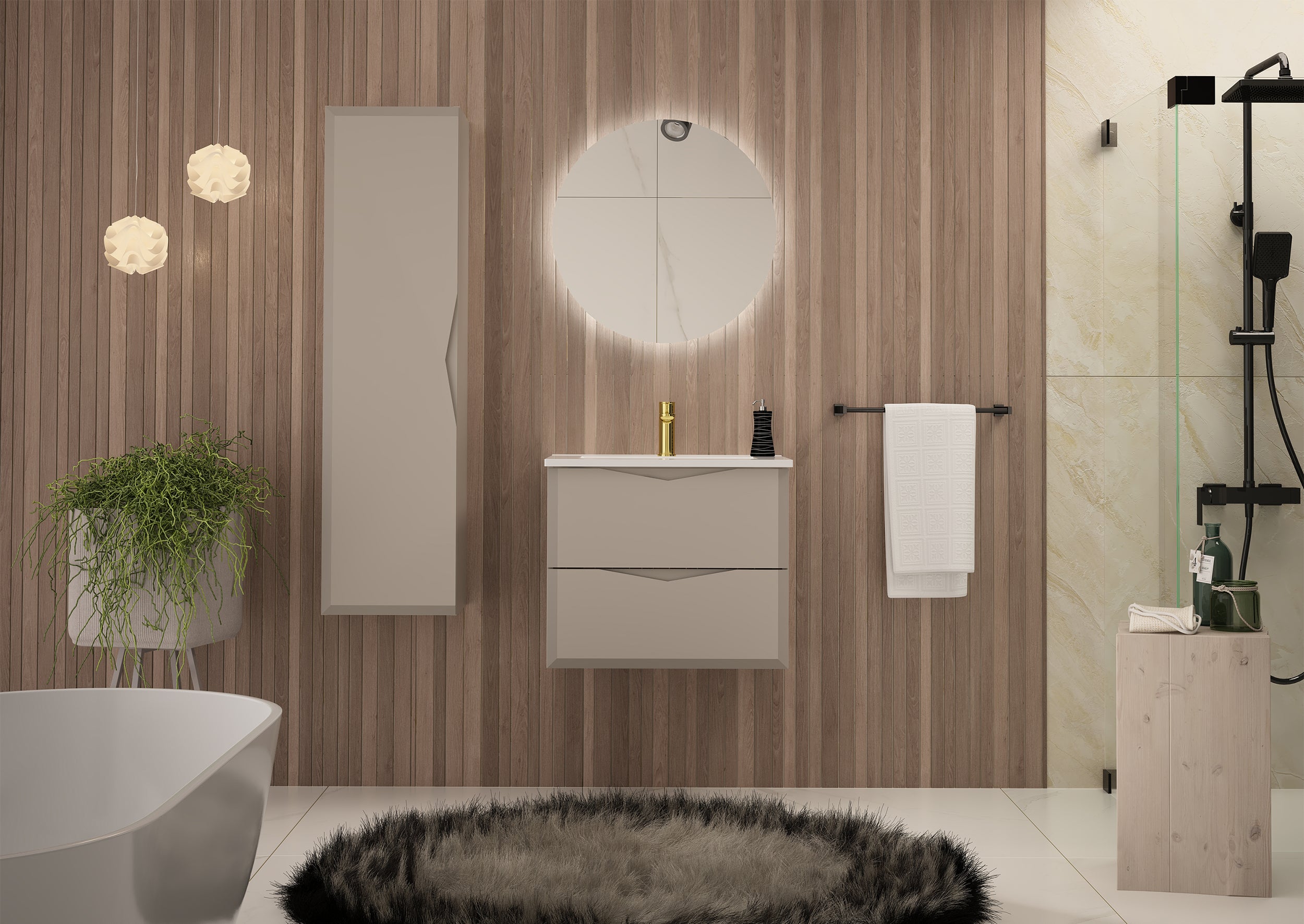 Szafka łazienkowa Delica z umywalką 80 cm szary beż