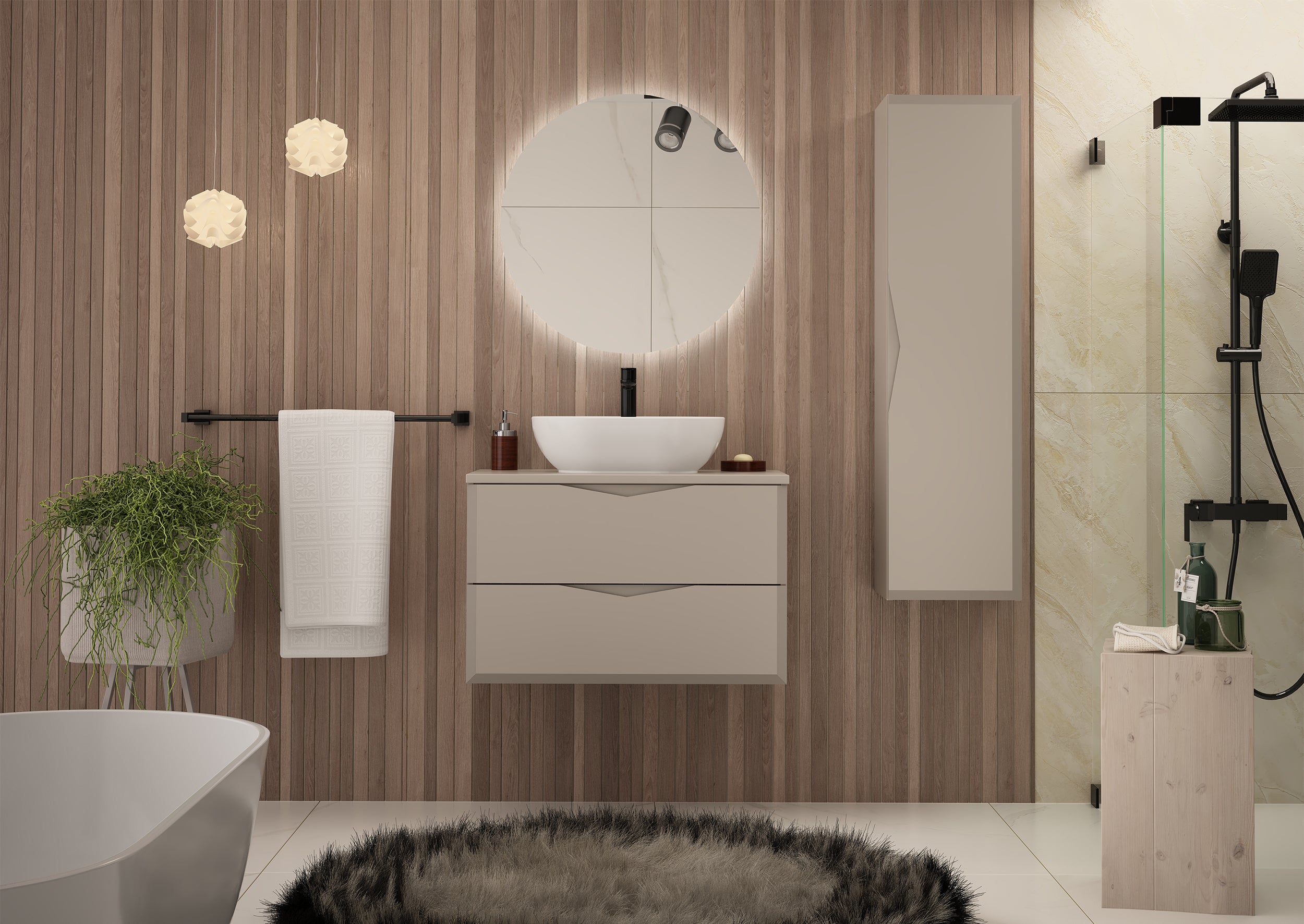 Szafka łazienkowa Delica 80 cm szary beż