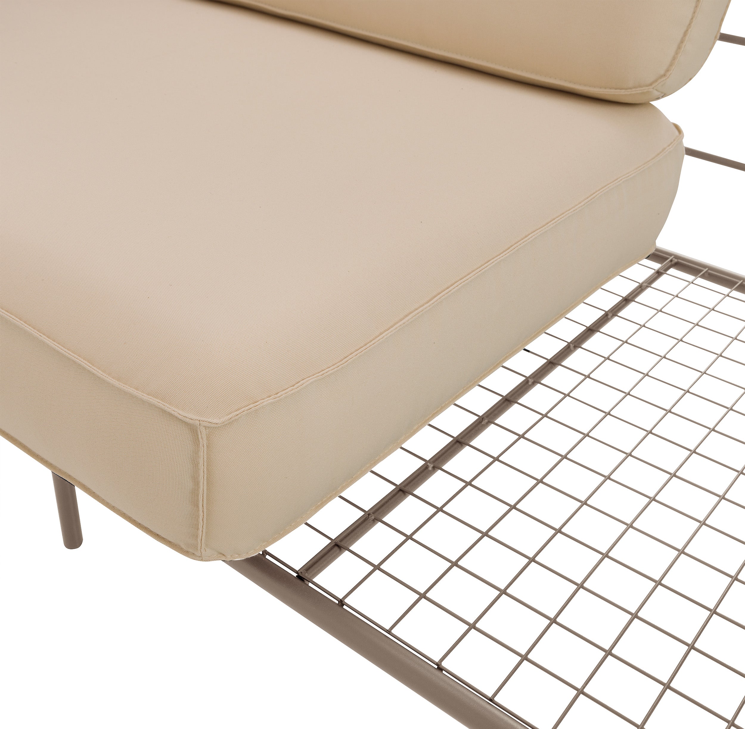Sofa ogrodowa dwuosobowa Preggel 156 cm w tkaninie hydrofobowej beżowa/ beżowy stelaż