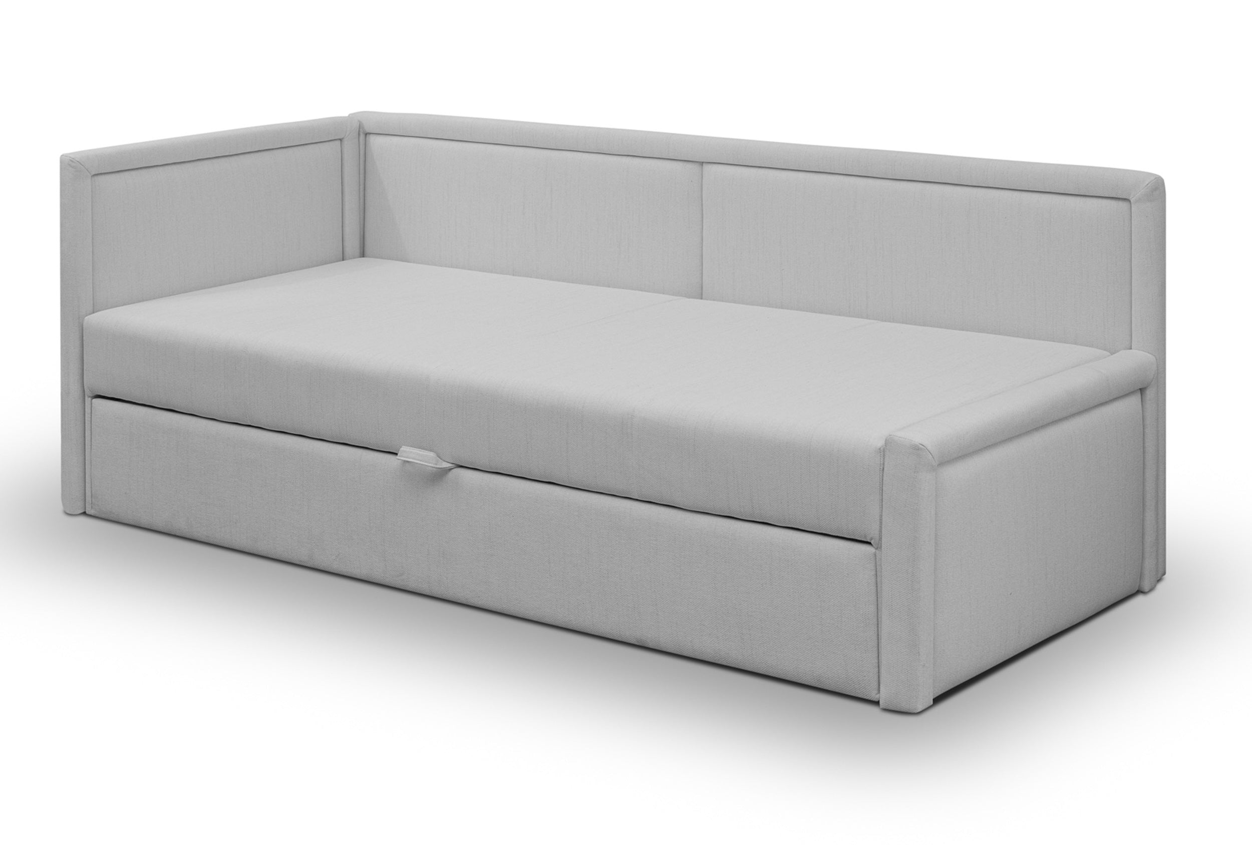 Łóżko wysuwane dwuosobowe Caprili jasnoszare plecionka uniwersalne