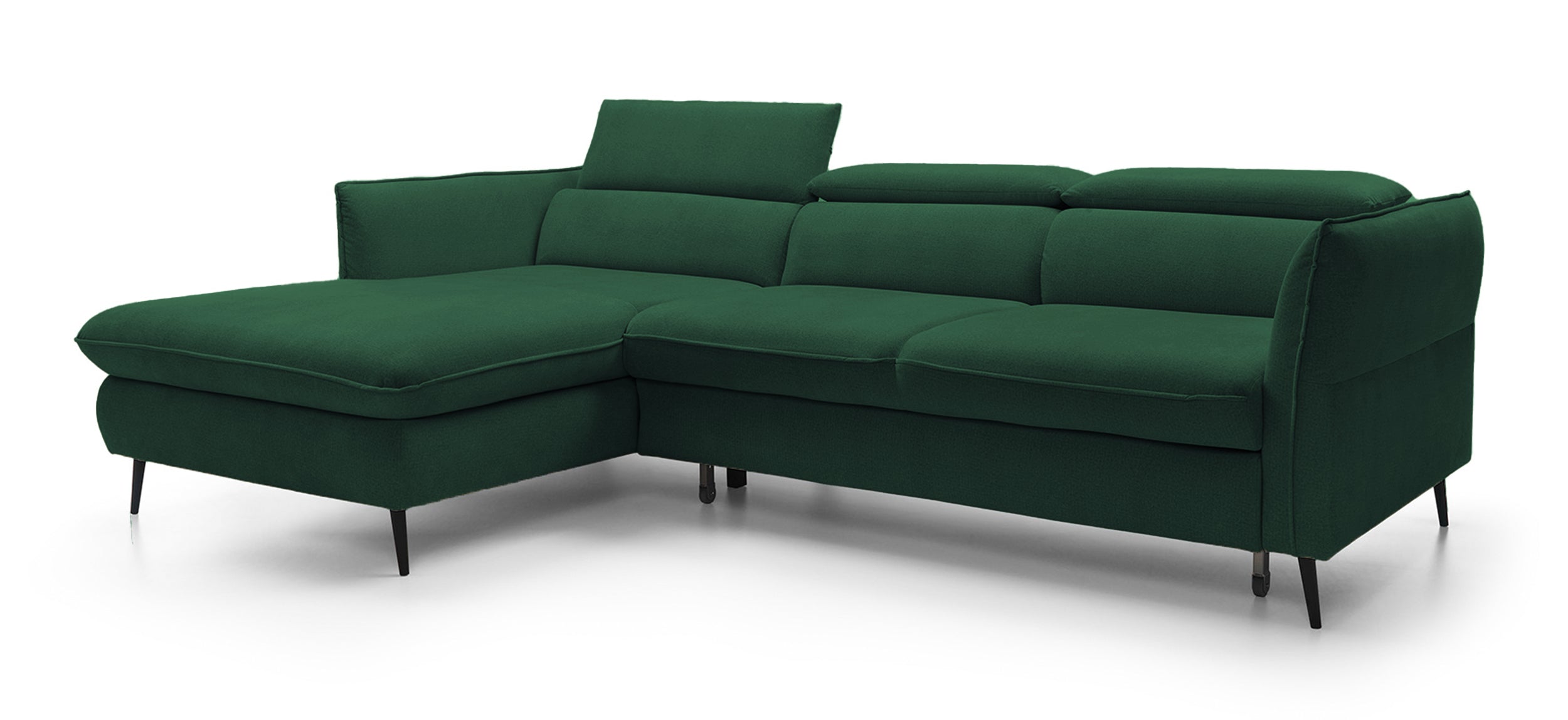 Narożnik z funkcją spania Beira z pojemnikiem zielony prawostronny