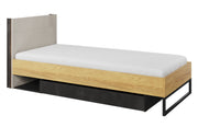 Łóżko Teen Flex z szufladą 90 cm Hikora naturalna / silk flou / raw steel