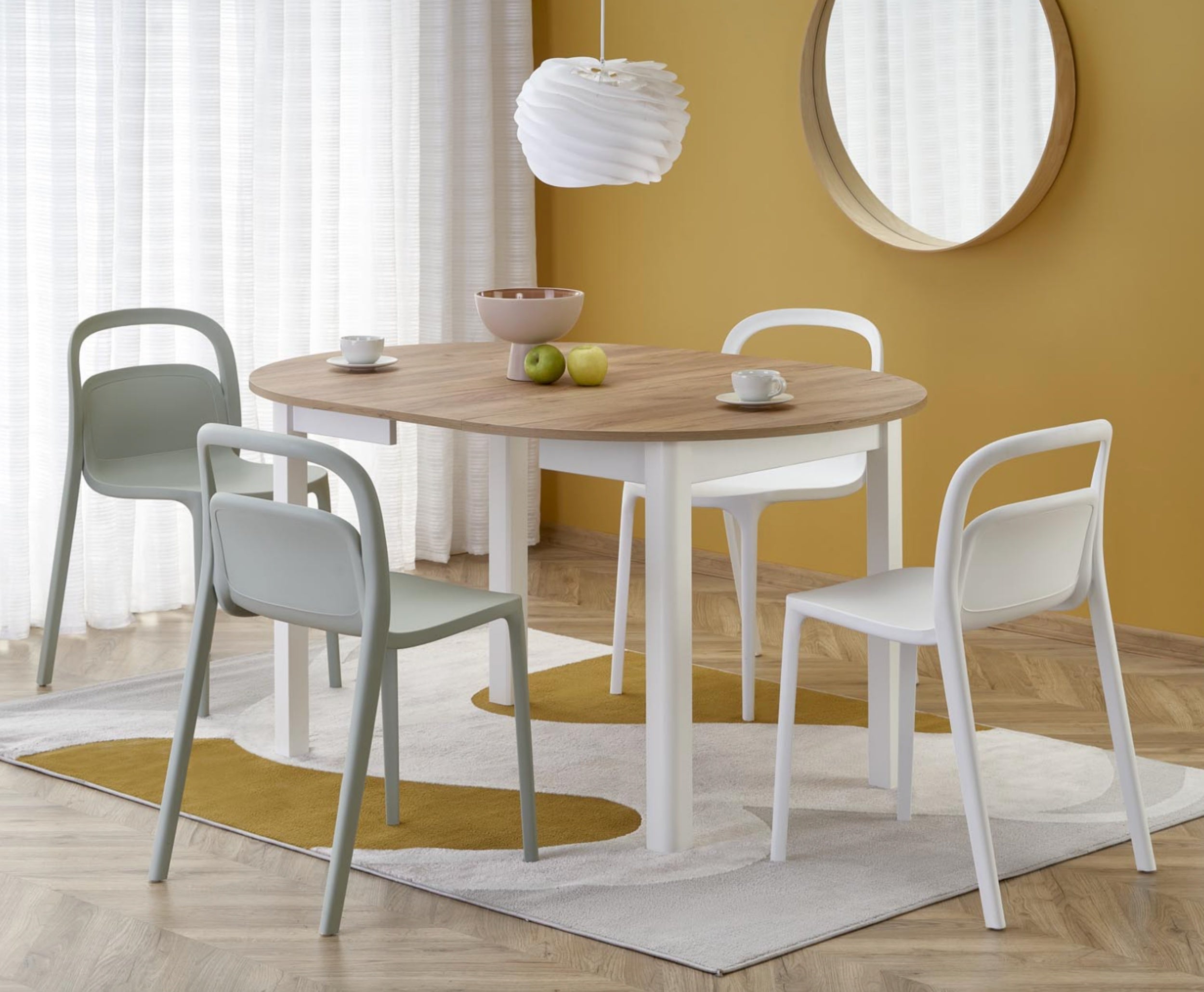 Stół rozkładany Nelloom 102-142x102 dąb craft/ biały