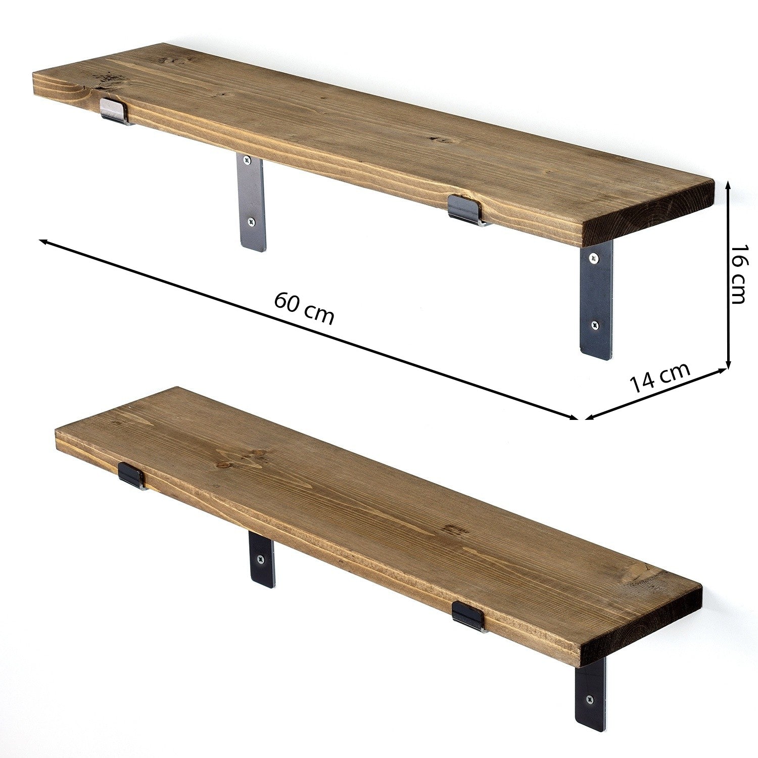 Zestaw dwóch półek na ścianę Lamero 60 cm orzech