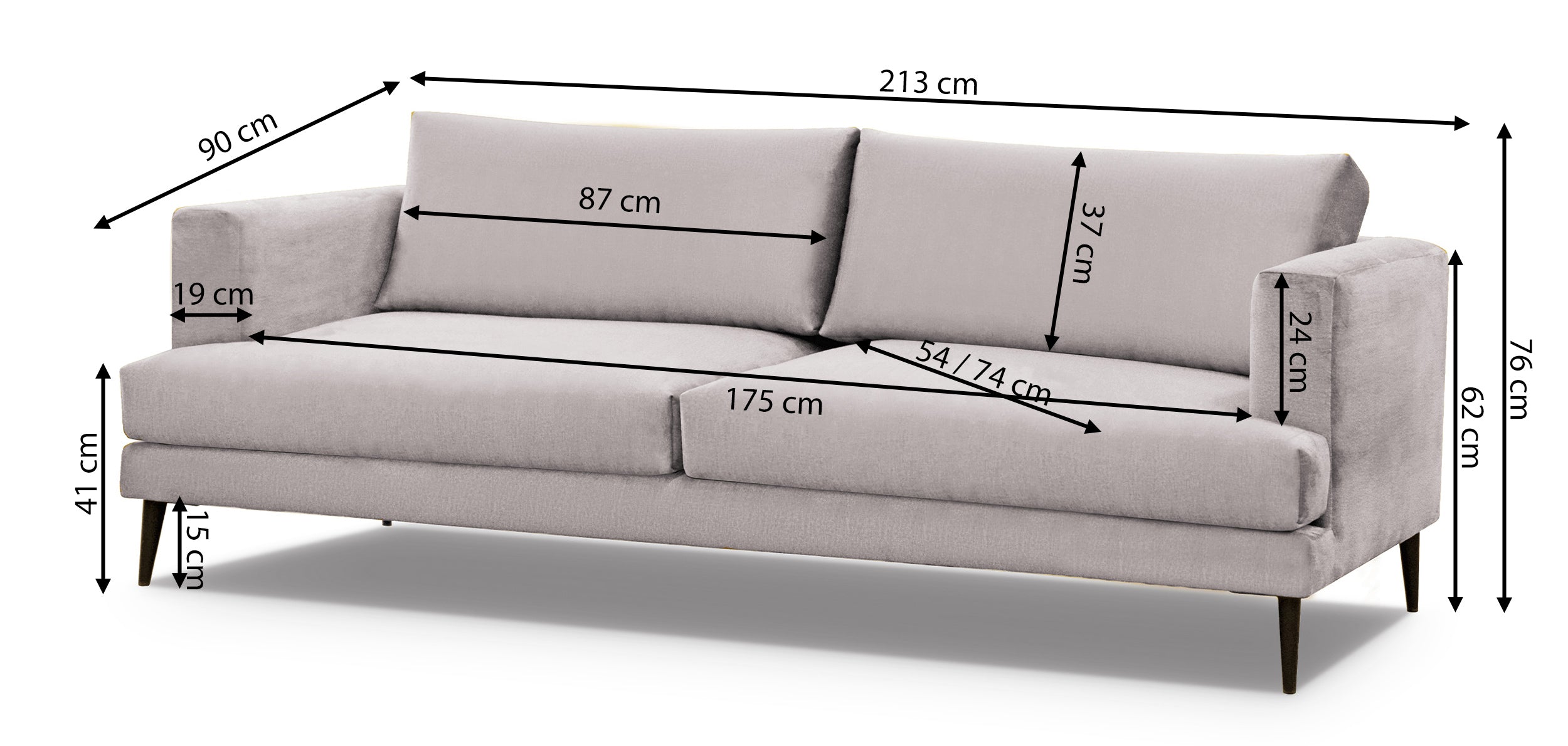 Sofa trzyosobowa Dragato beżowa welur