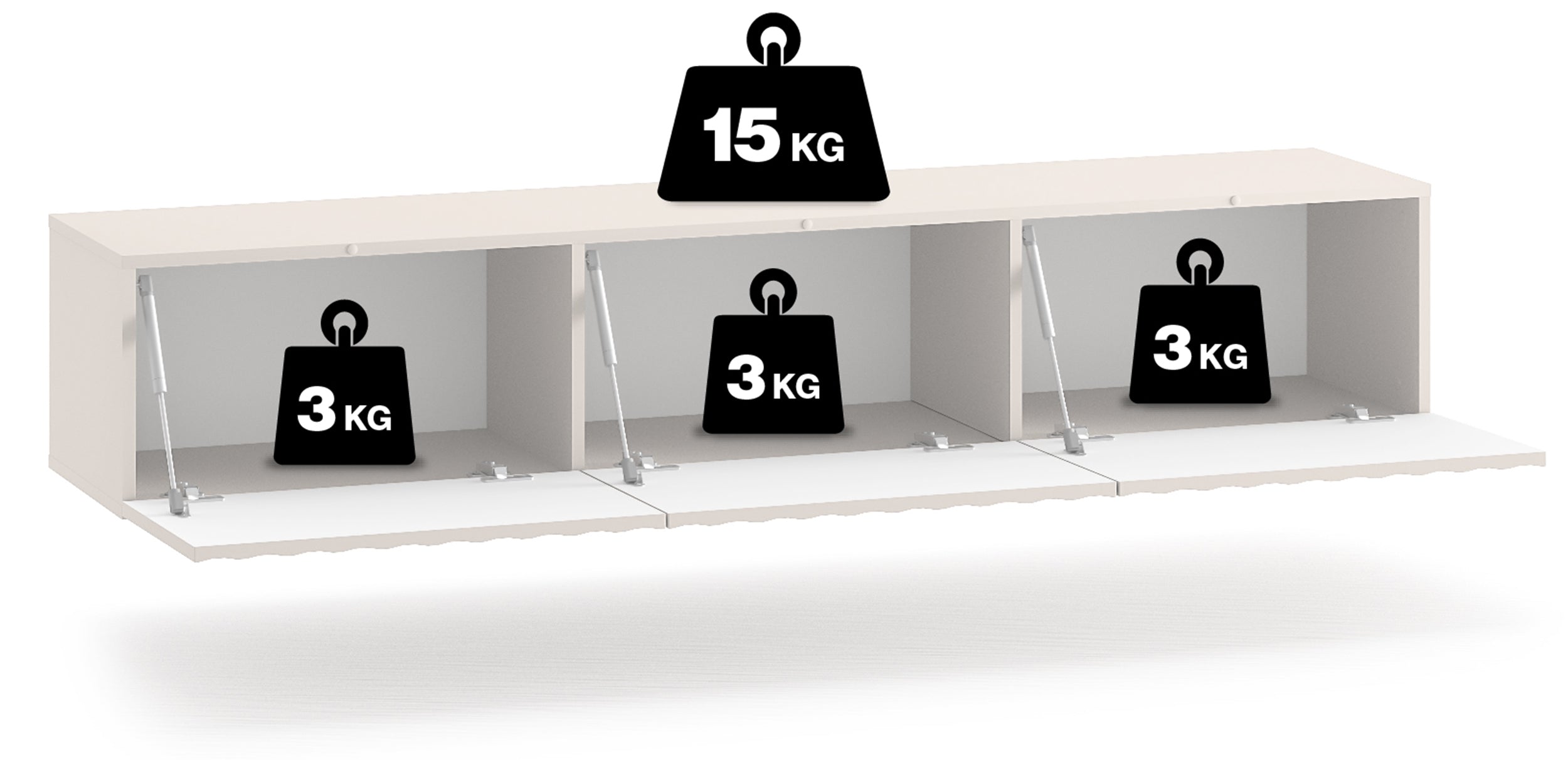 Szafka RTV Derriva wisząca z ryflowanymi frontami 170 cm kaszmir