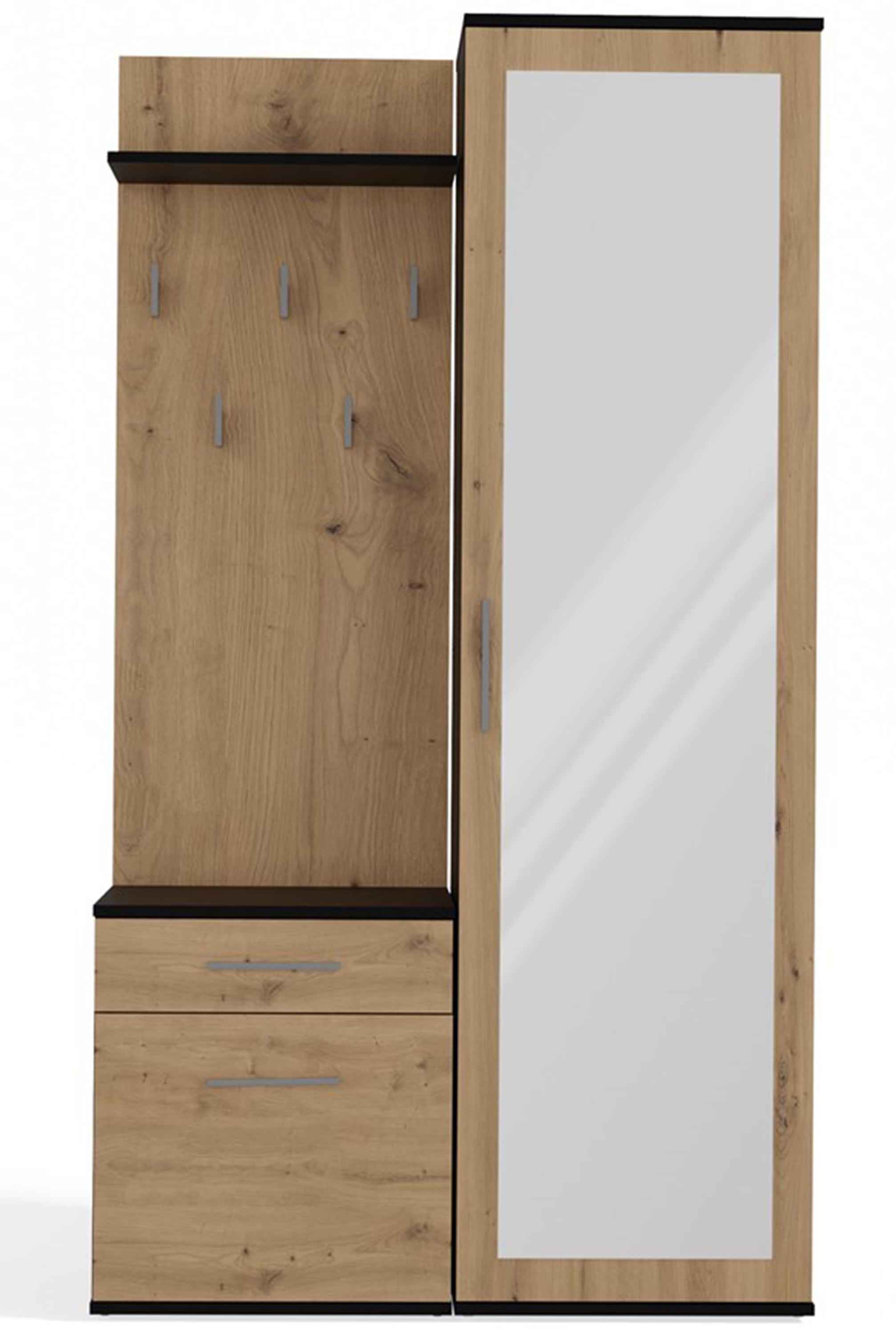 Zestaw do przedpokoju Duvio z szafą i lustrem 100 cm dąb artisan / antracyt