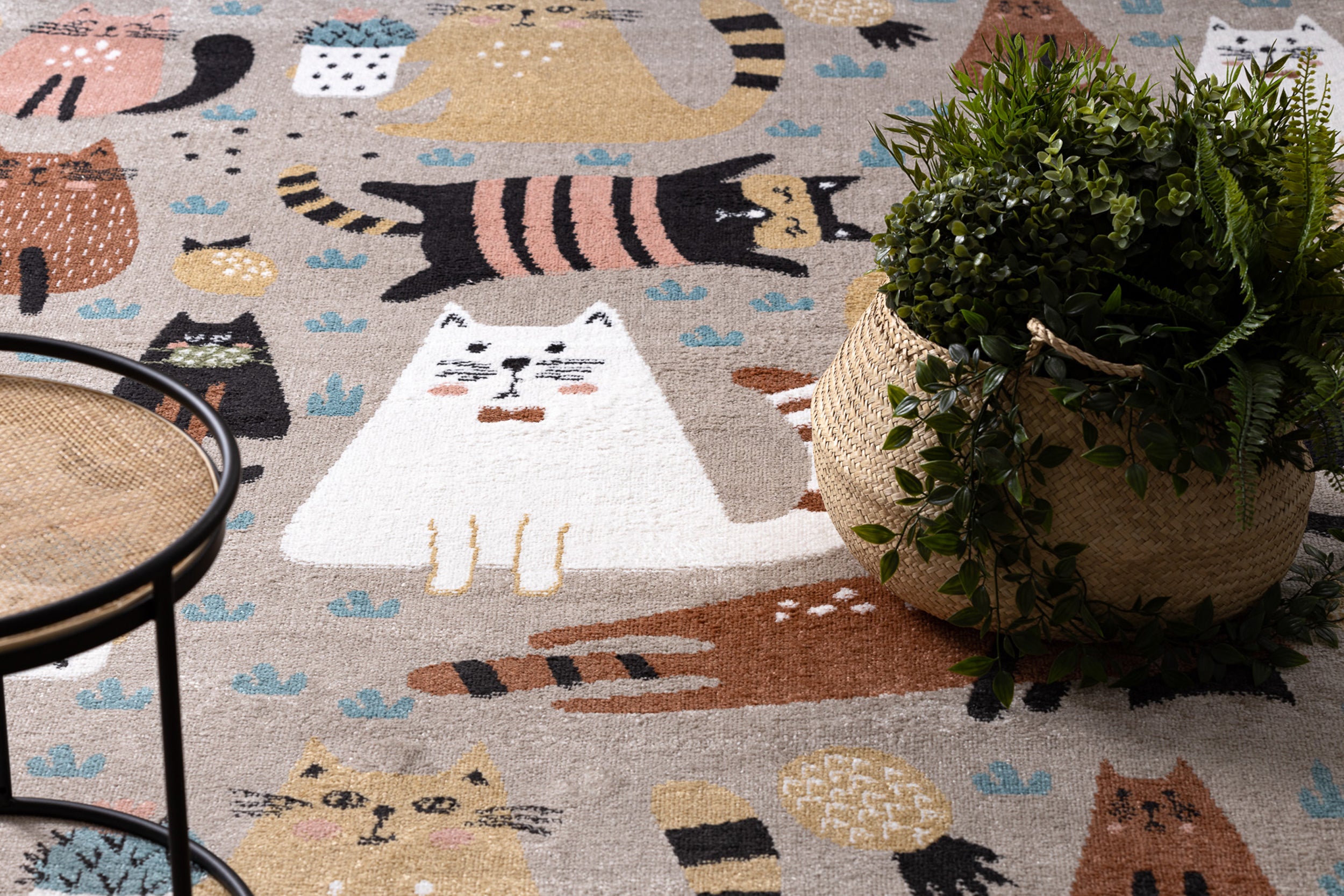 Dywan dziecięcy Fun Kittens 80x150 cm beżowy