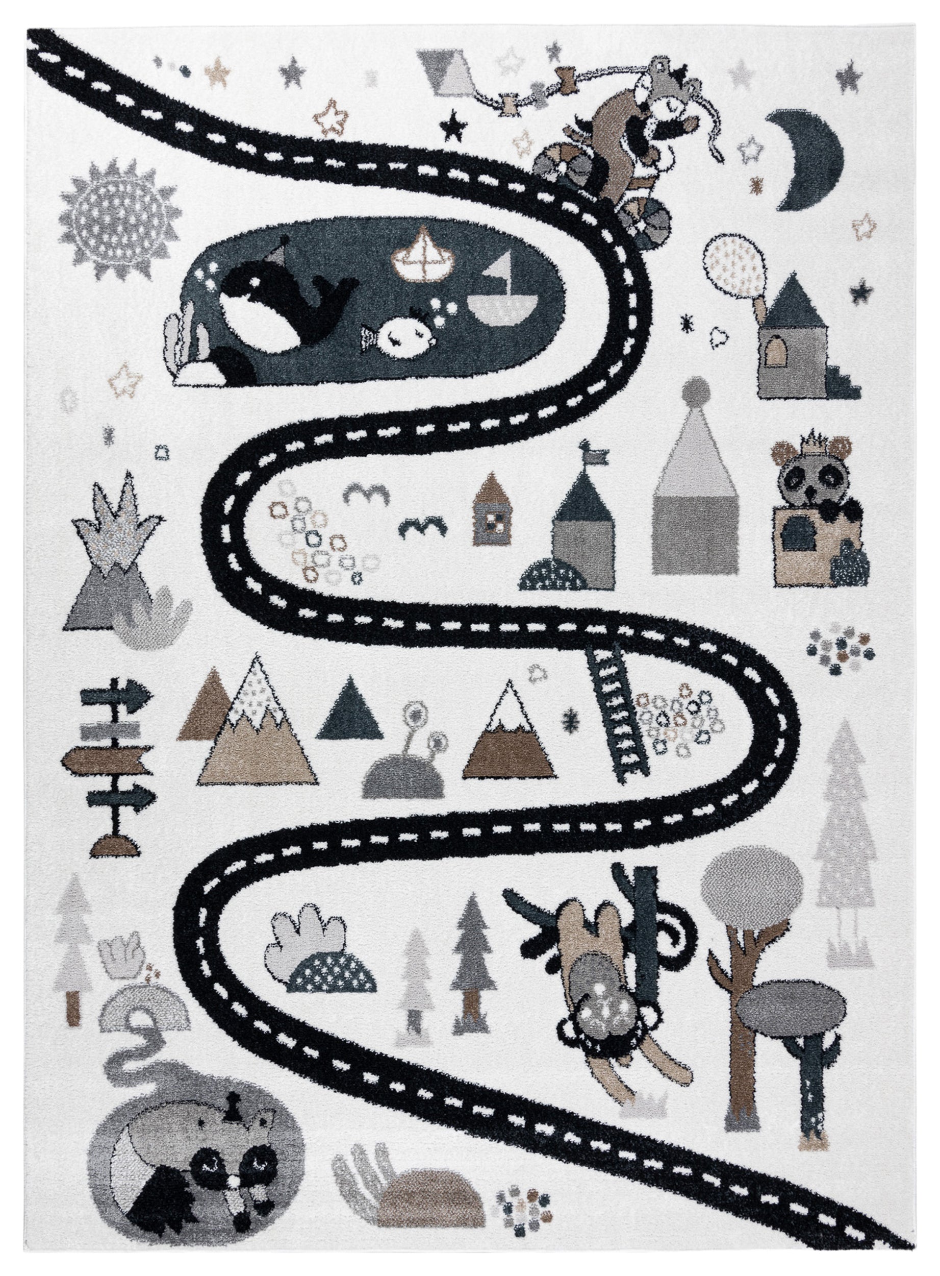 Dywan dziecięcy Fun Route 140x190 cm kremowy