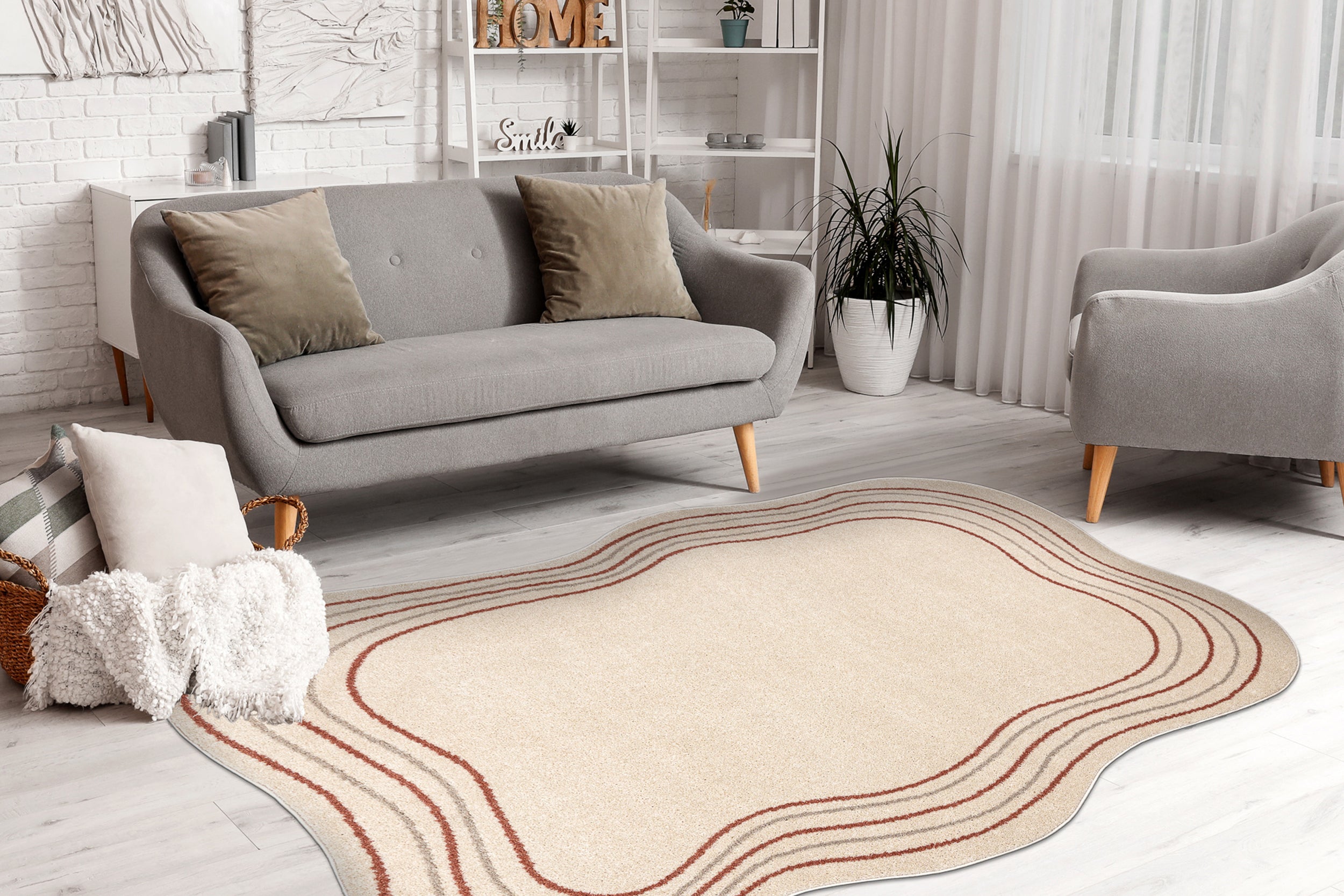 Dywan Fusion 200x290 cm krem / terakota nieregularny