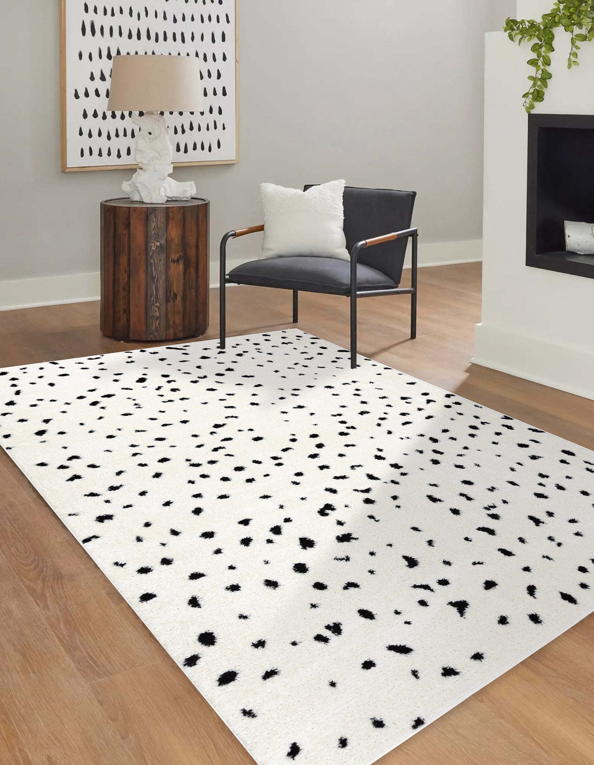 Dywan Mode 160x220 cm krem / czarny kropki