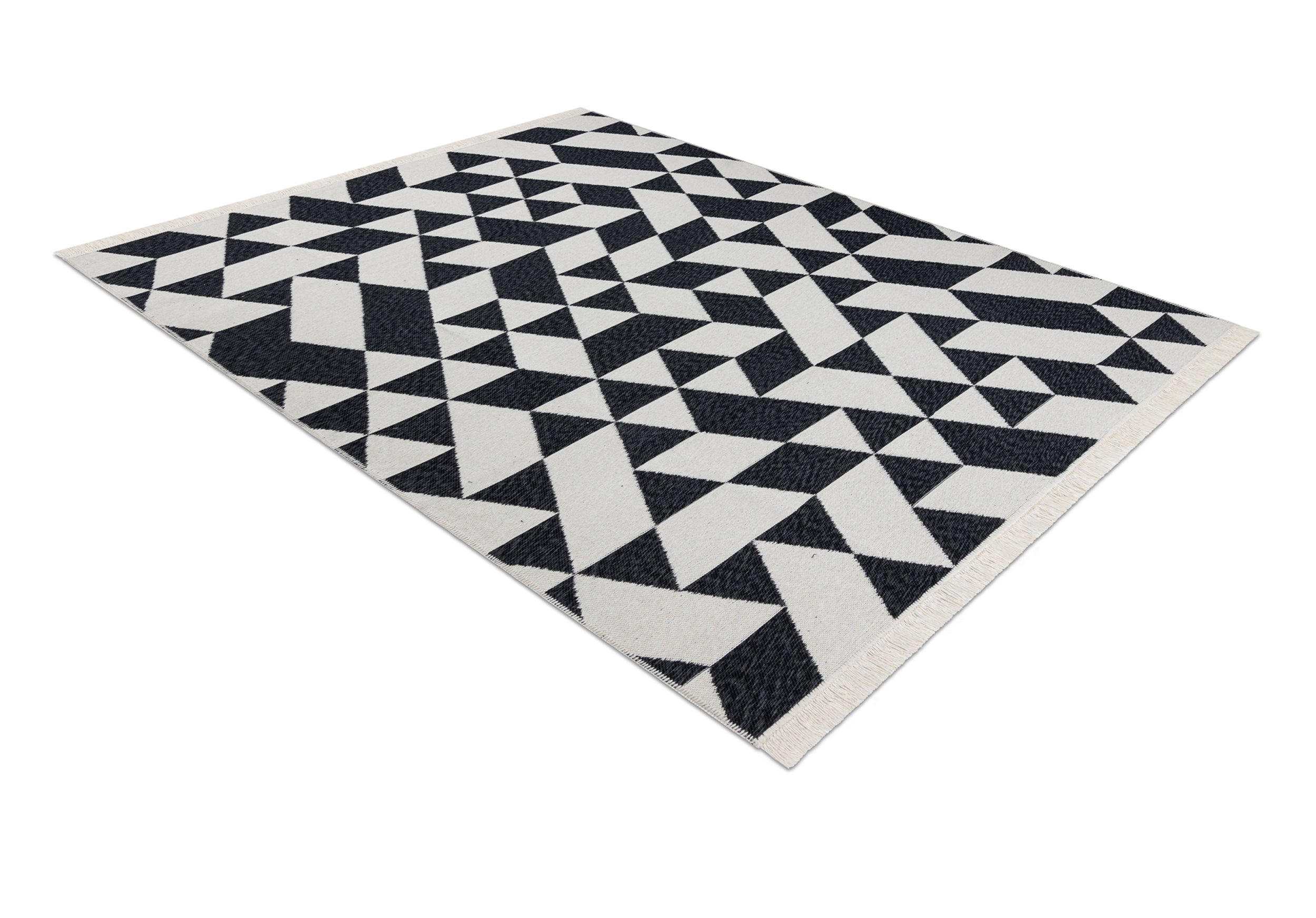 Dywan Twin 140x190 cm czarny / krem geometryczny