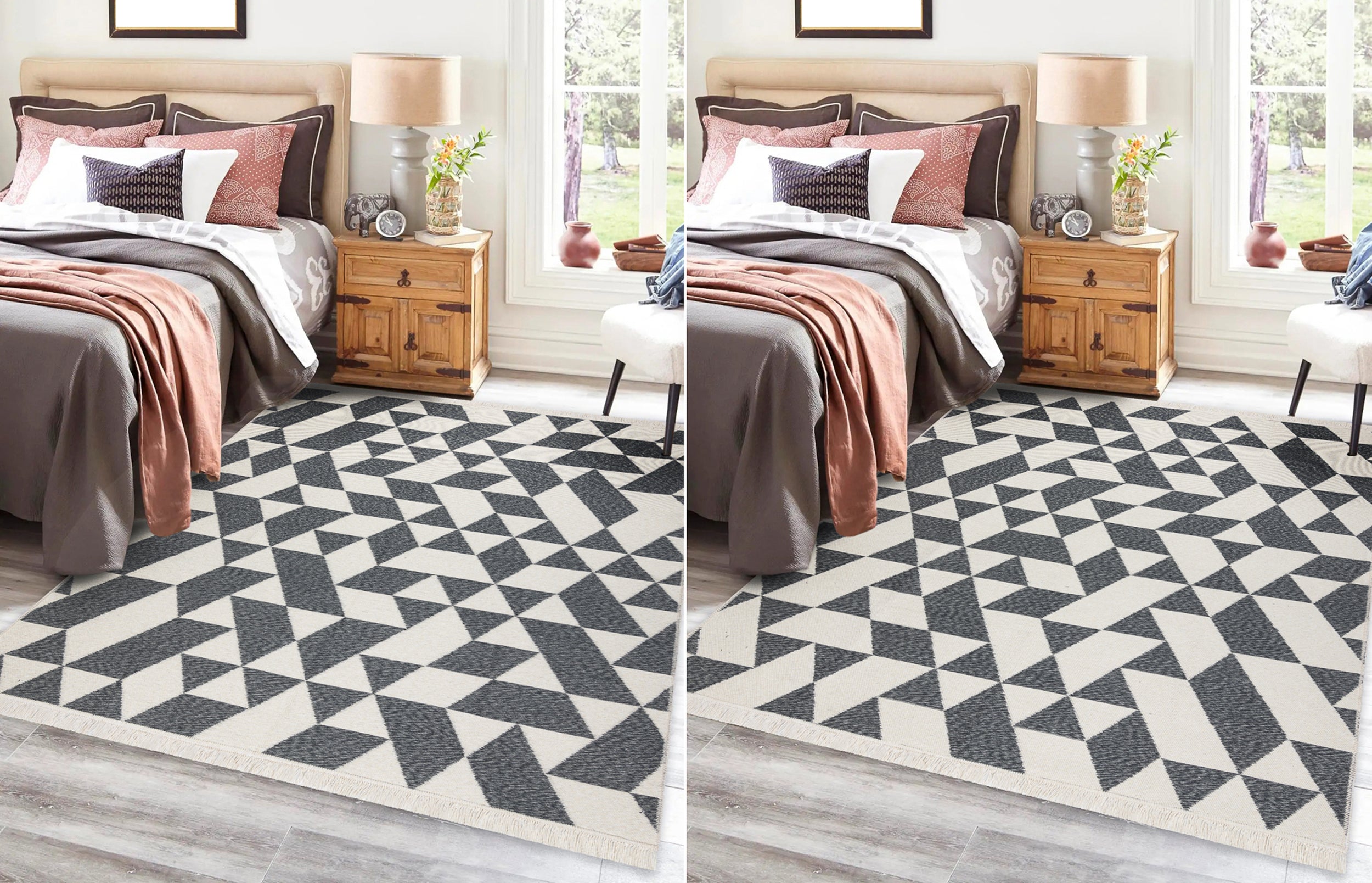 Dywan Twin 160x220 cm antracyt / krem geometryczny
