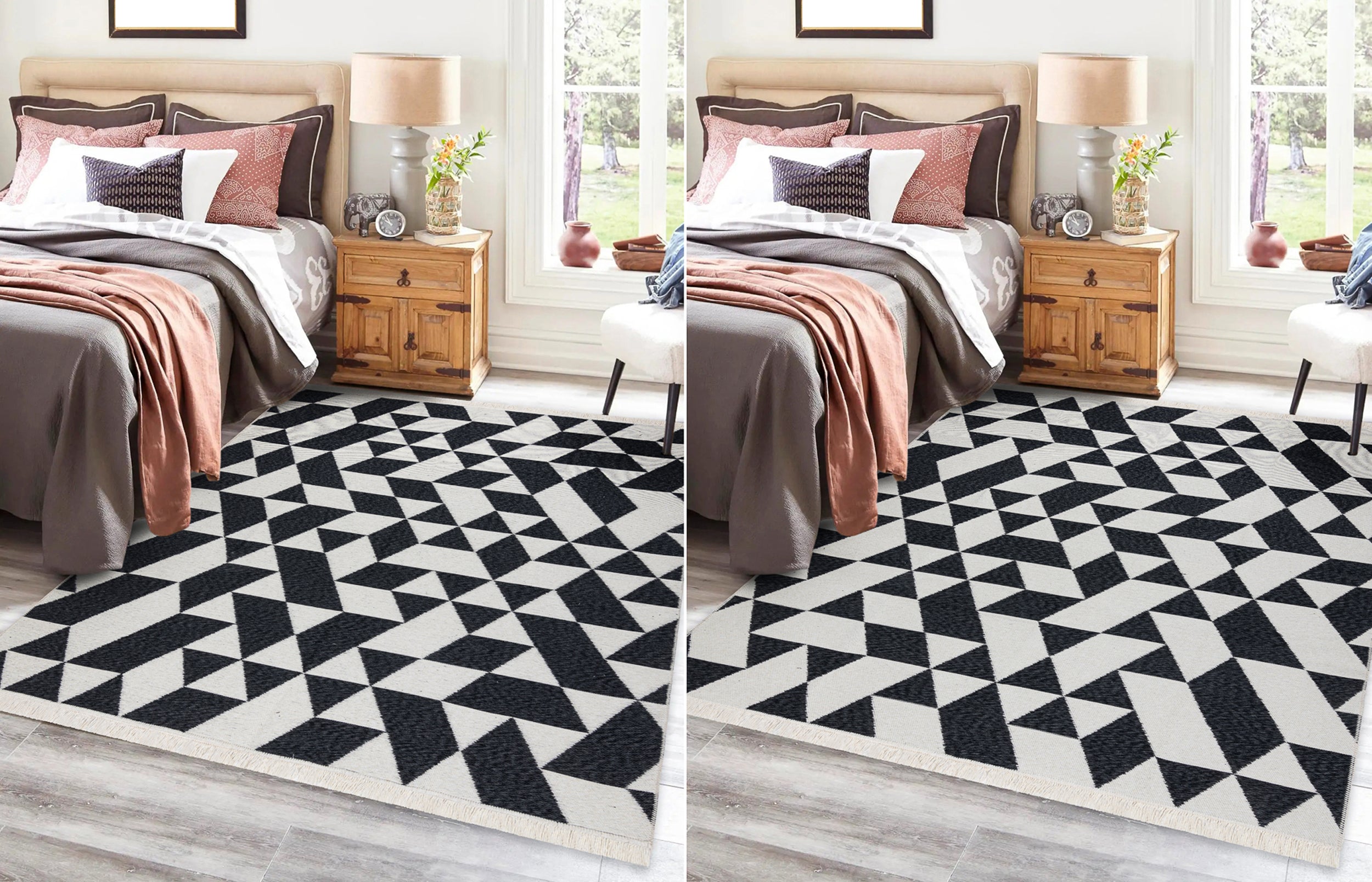 Dywan Twin 160x220 cm czarny / krem geometryczny