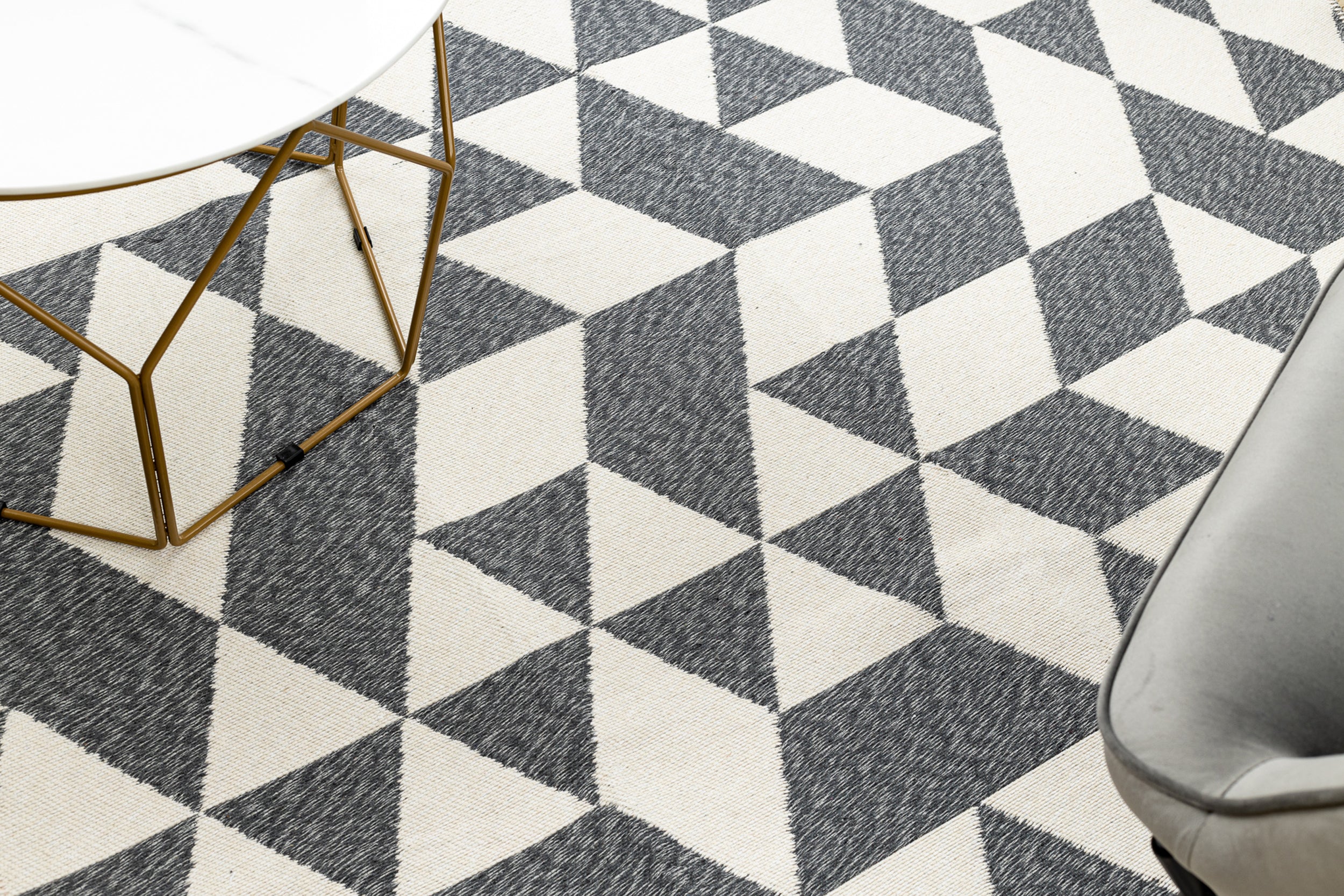 Dywan Twin 140x190 cm antracyt / krem geometryczny