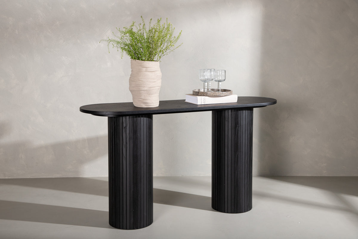Konsola Gratorm 130x40 cm lamele czarna