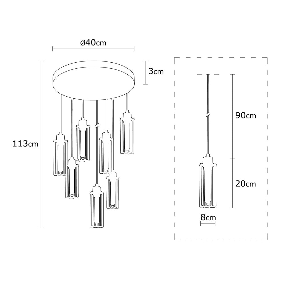 Lampa sufitowa Naomet x7 na okrągłej podsufitce czarna