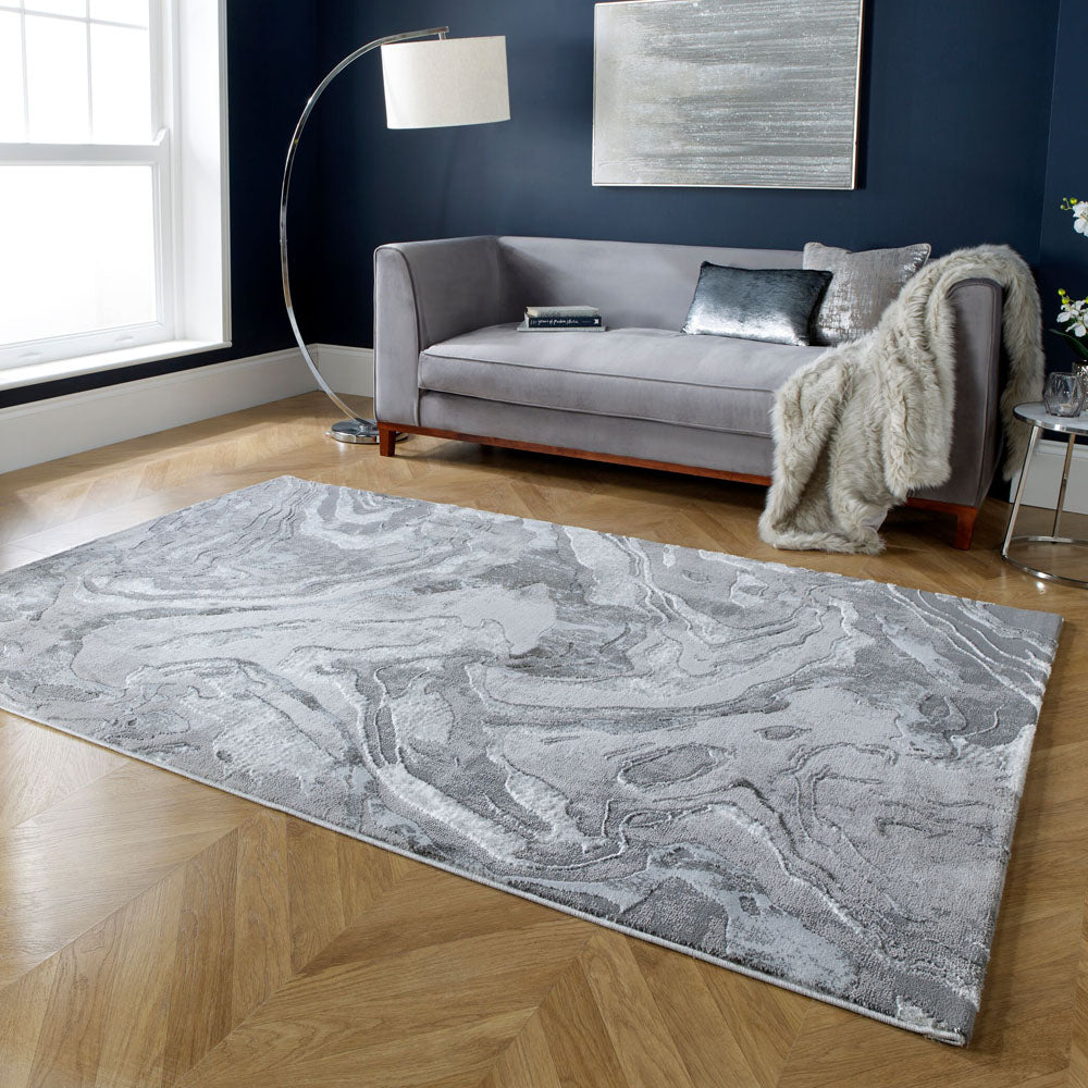 Dywan nowoczesny Marbled srebrny Prostokątny/240x340 cm