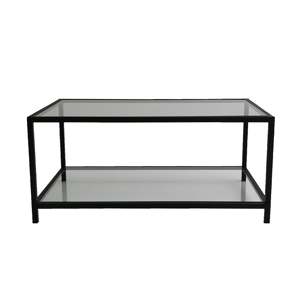 Stolik kawowy Asster szklany z półką 60x90 cm czarny
