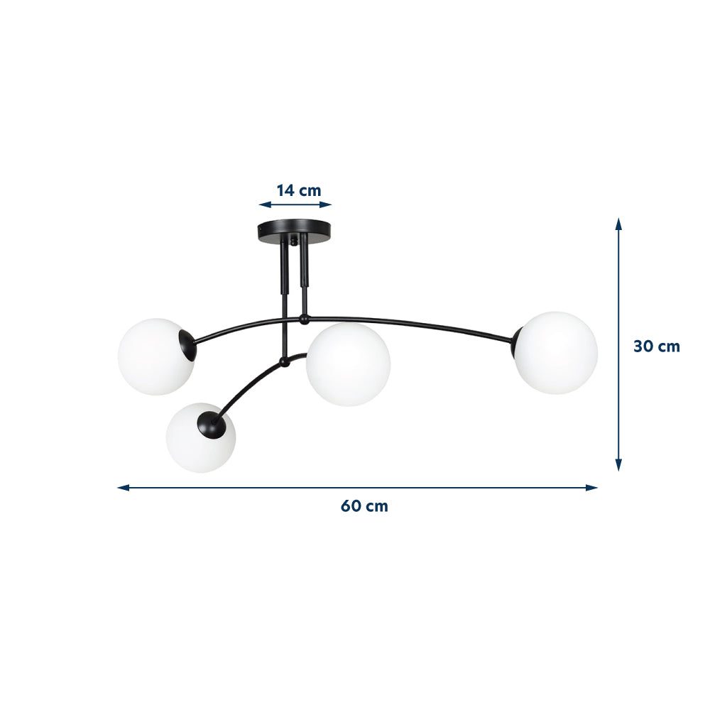 Lampa sufitowa Vinadio czarna x4