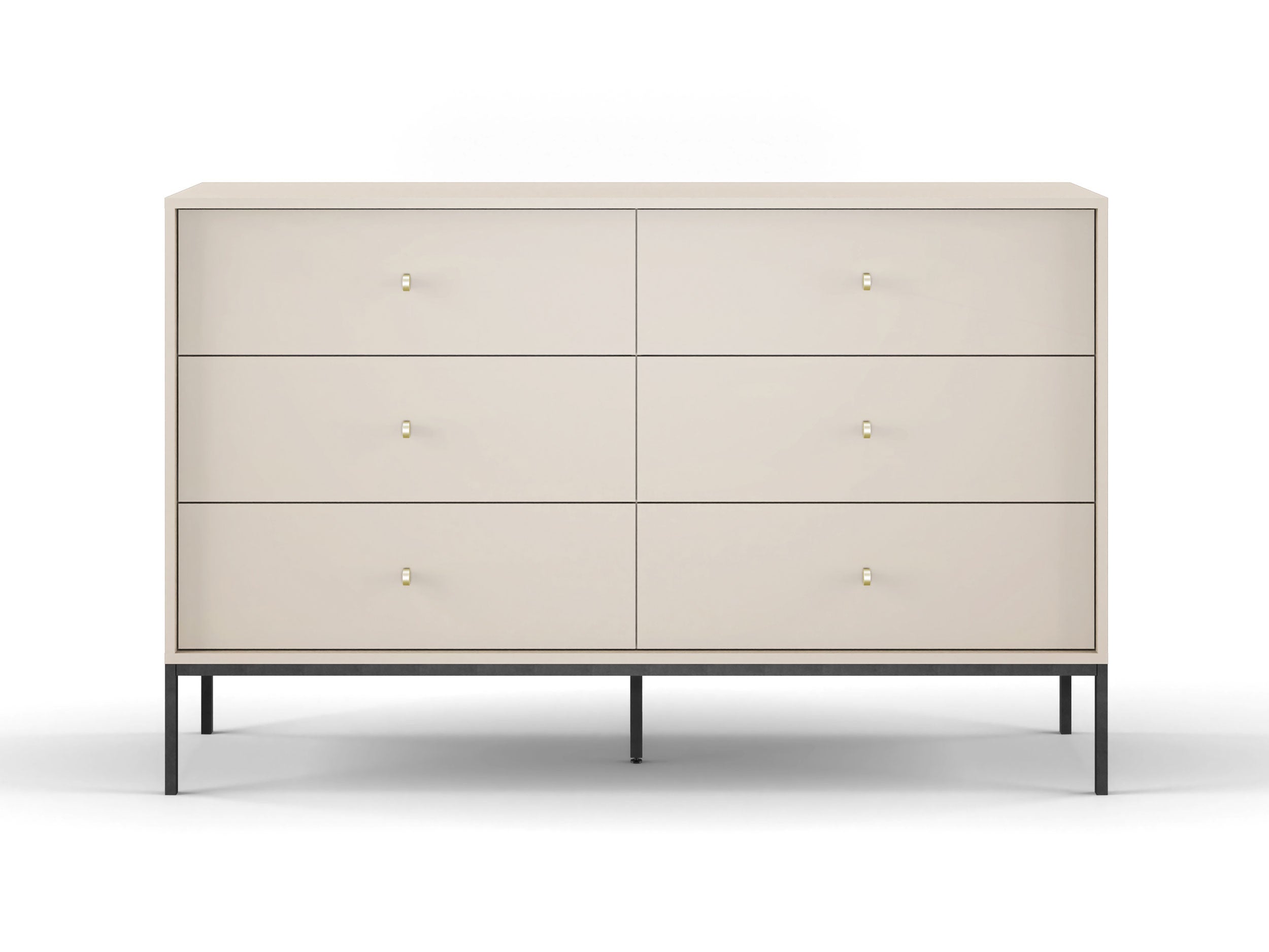 Komoda Monne 154 cm z sześcioma szufladami beżowa vintage