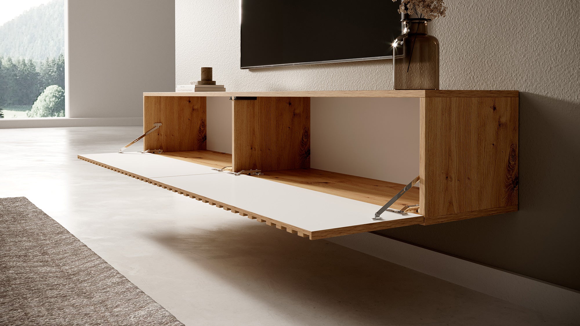 Szafka RTV Telire 175 cm dąb artisan lamele