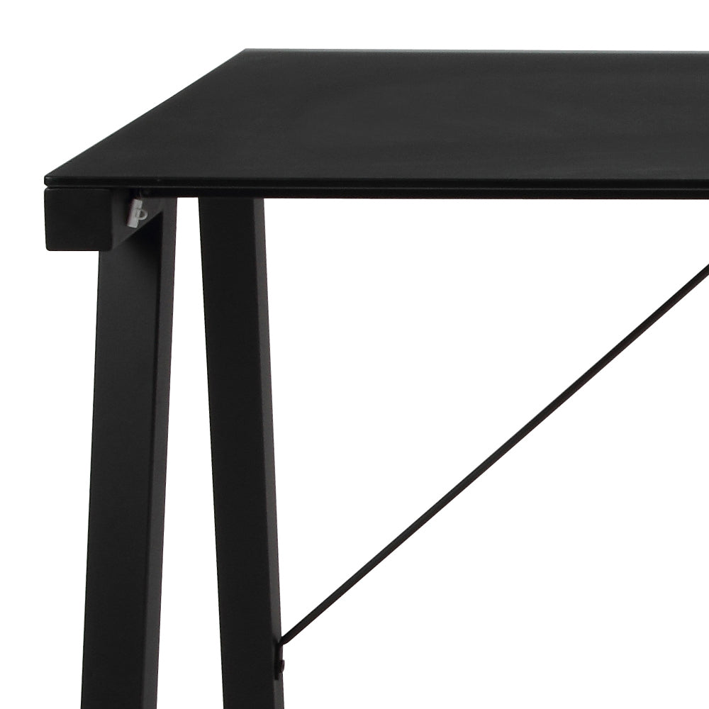 Biurko Badre 125x65 cm czarne ze szklanym blatem
