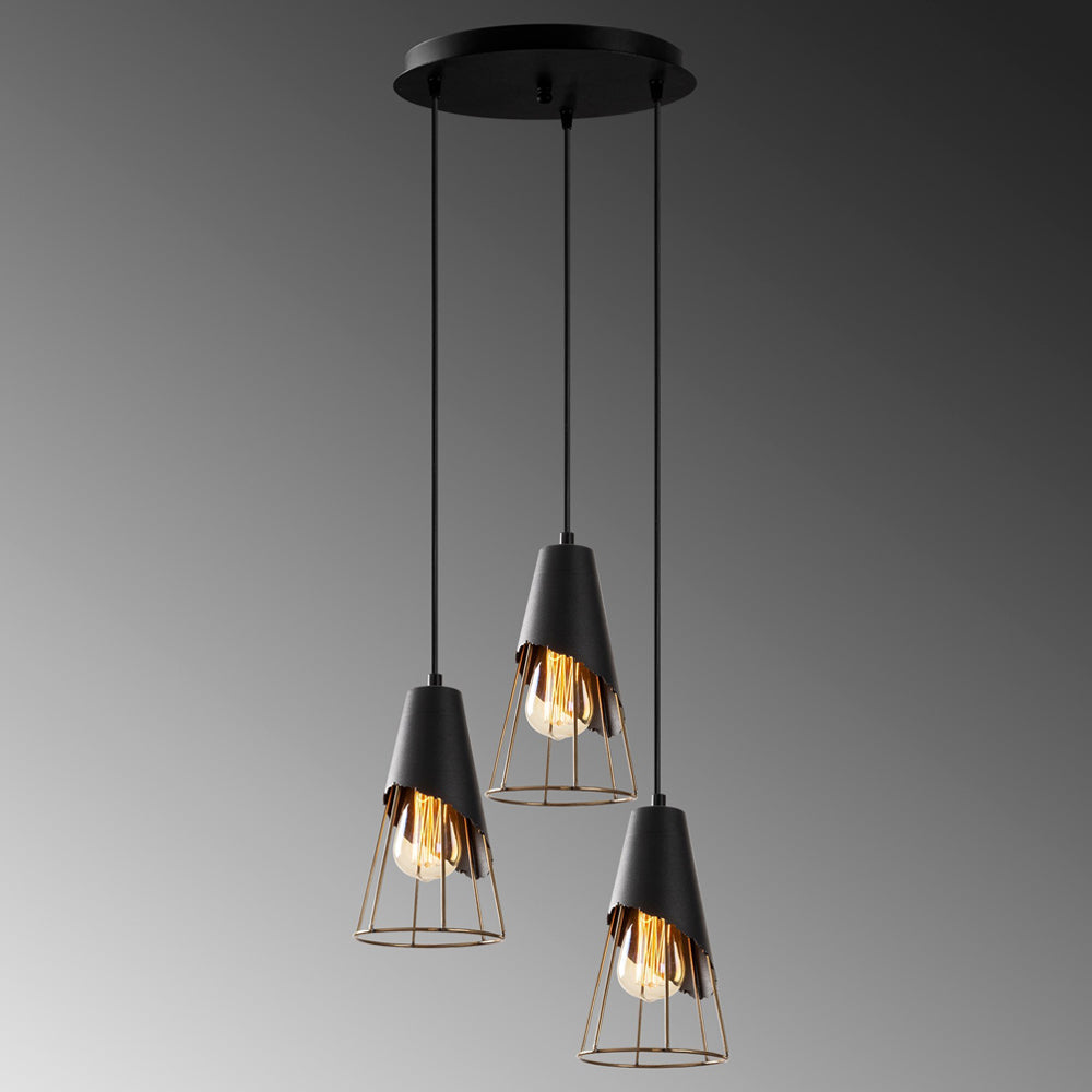 Lampa sufitowa Acetosella x3 na okrągłej podsufitce czarna