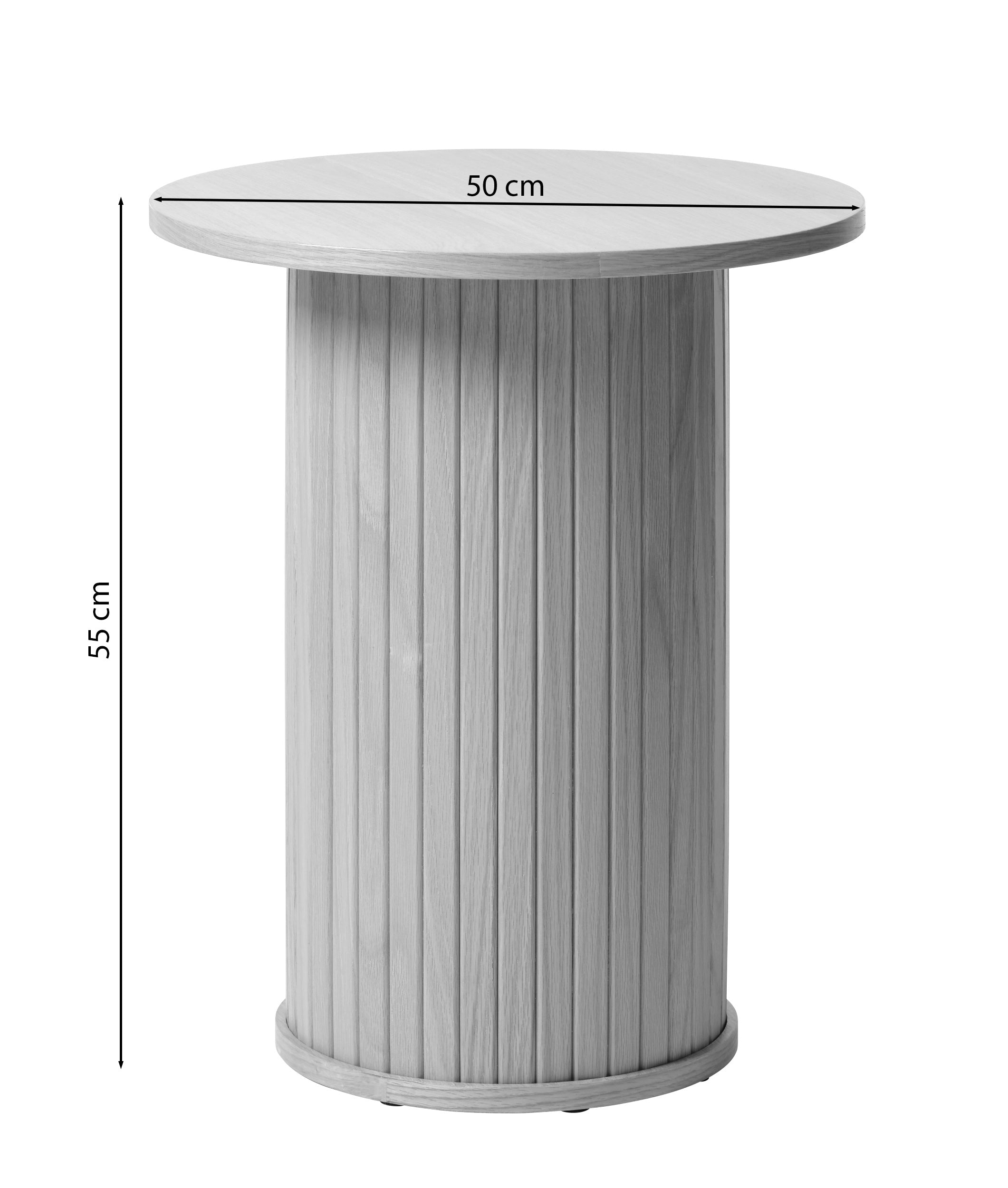 Stolik kawowy okrągły Gativel 50 cm lamele dąb czarny