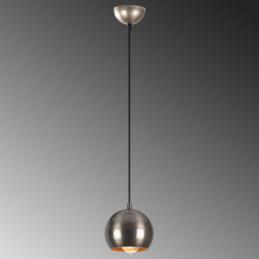 Lampa wisząca Kiento w kształcie kuli średnica 30 cm srebrna