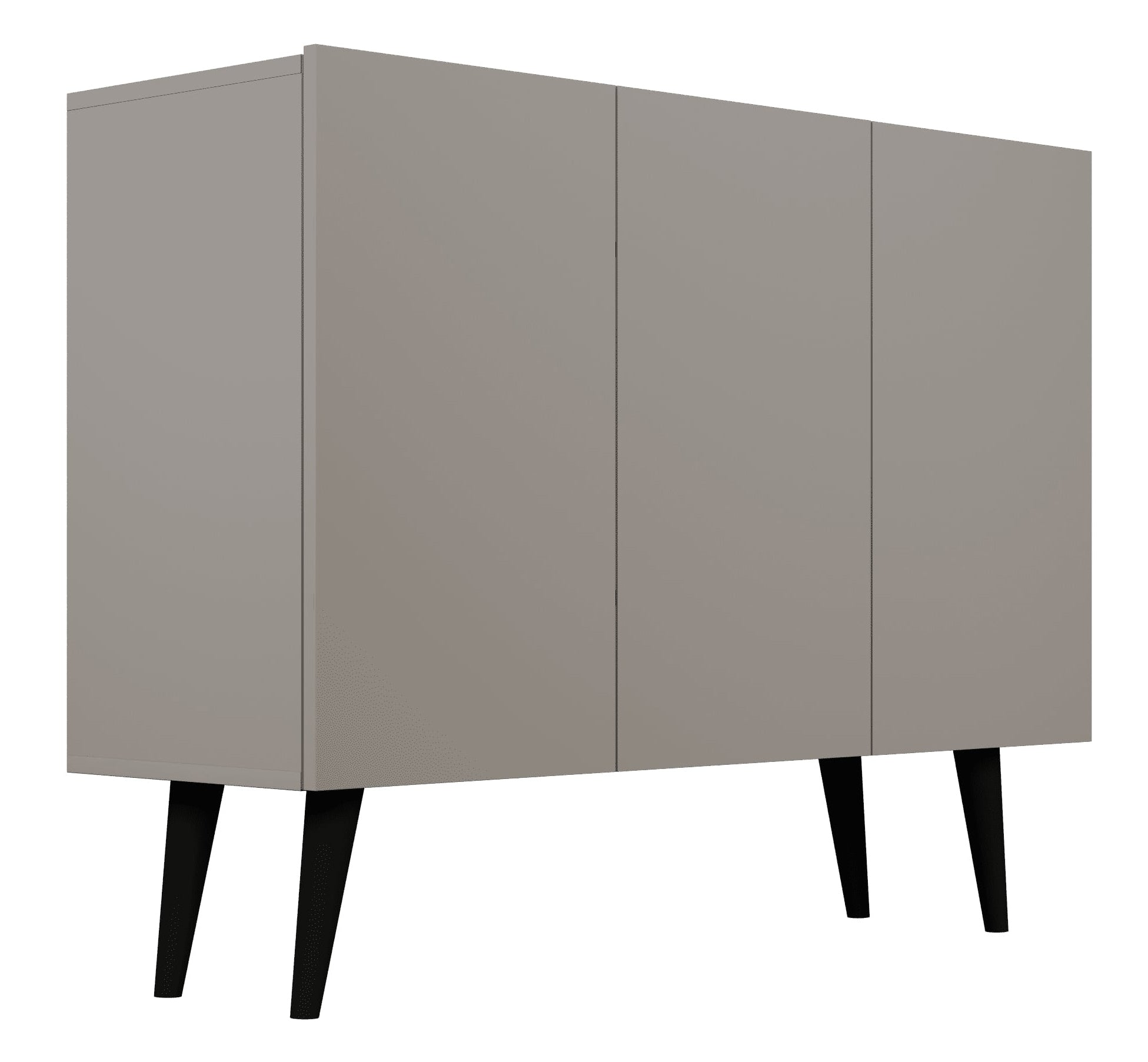 Komoda trzydrzwiowa Damally 120 cm szara z czarnymi nogami