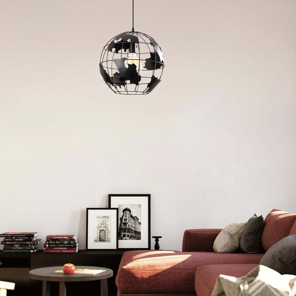 Lampa sufitowa Ozzia kula ziemska średnica 40 cm czarna