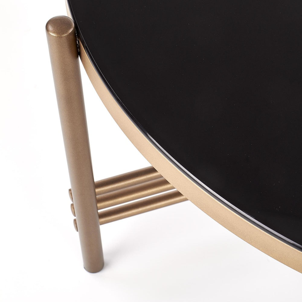 Stolik kawowy Marbella o średnicy 80 cm czarno - złoty