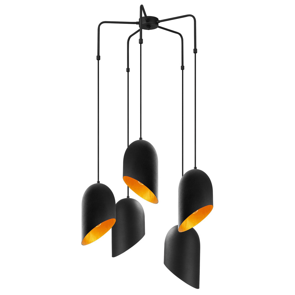 Lampa sufitowa Azariah x5 zakrzywiona średnica 12 cm czarna