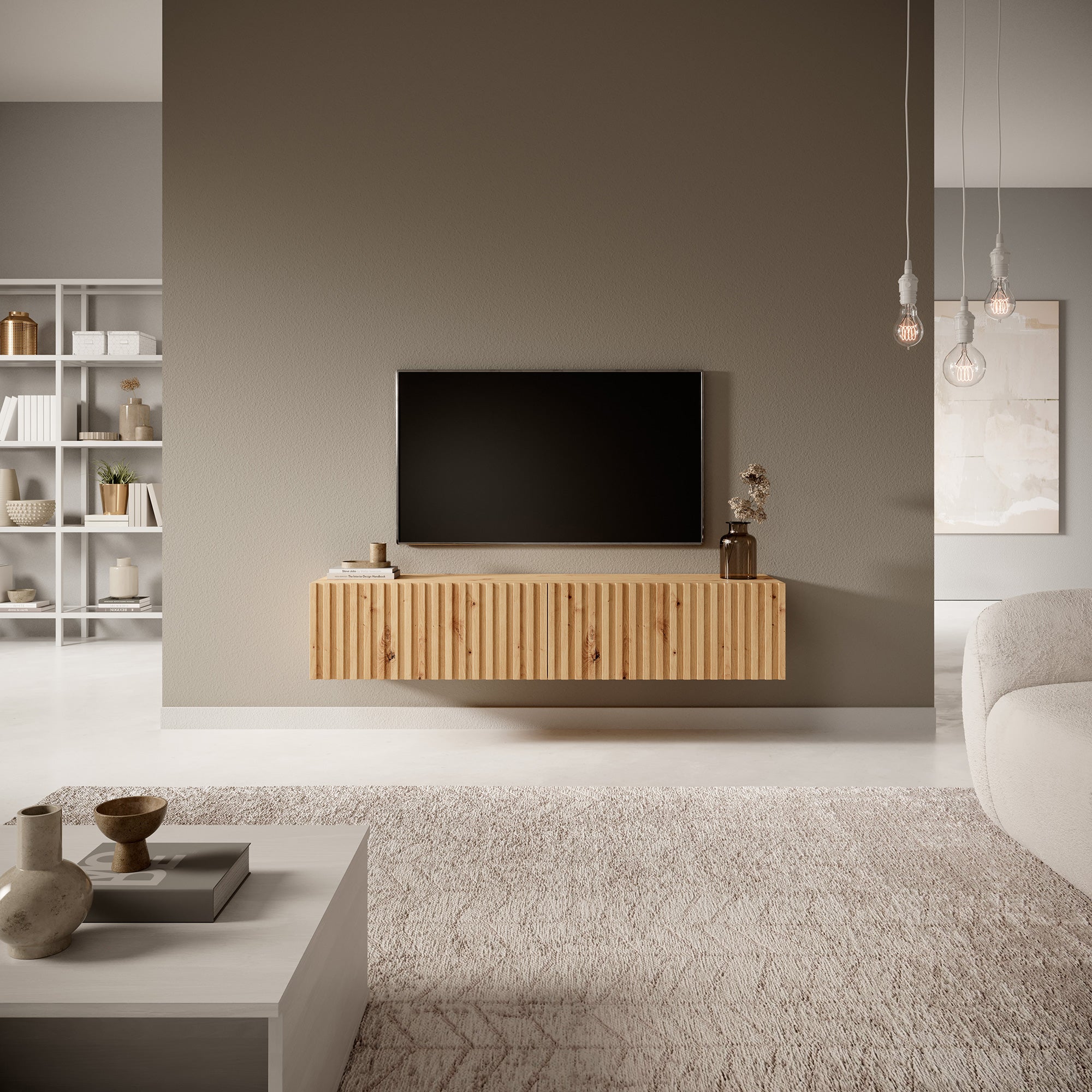 Szafka RTV Telire 138,6 cm dąb artisan lamele
