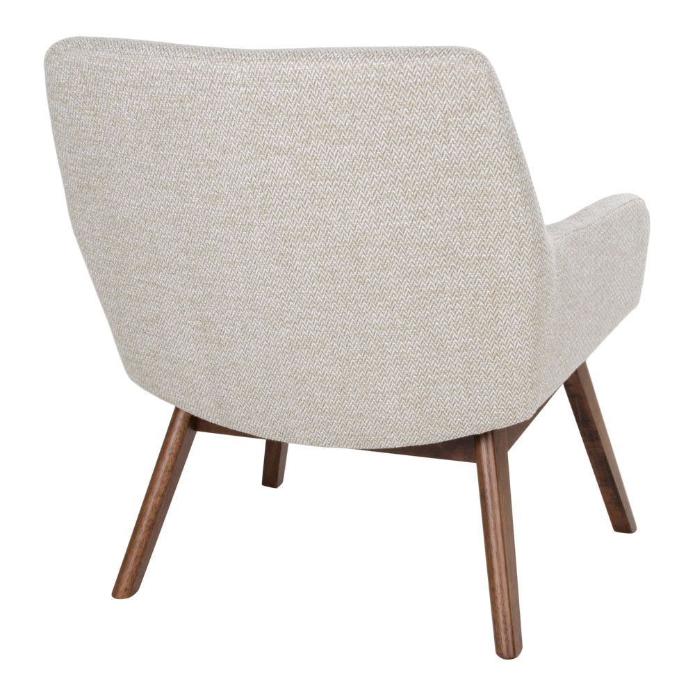 Fotel Oddmund: beż i brąz, skandynawski design, idealny do czytania.