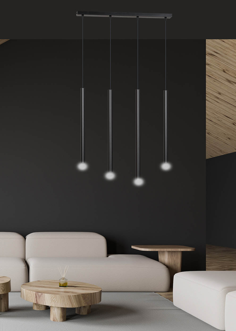Lampa wisząca Corinaldo czarna x4
