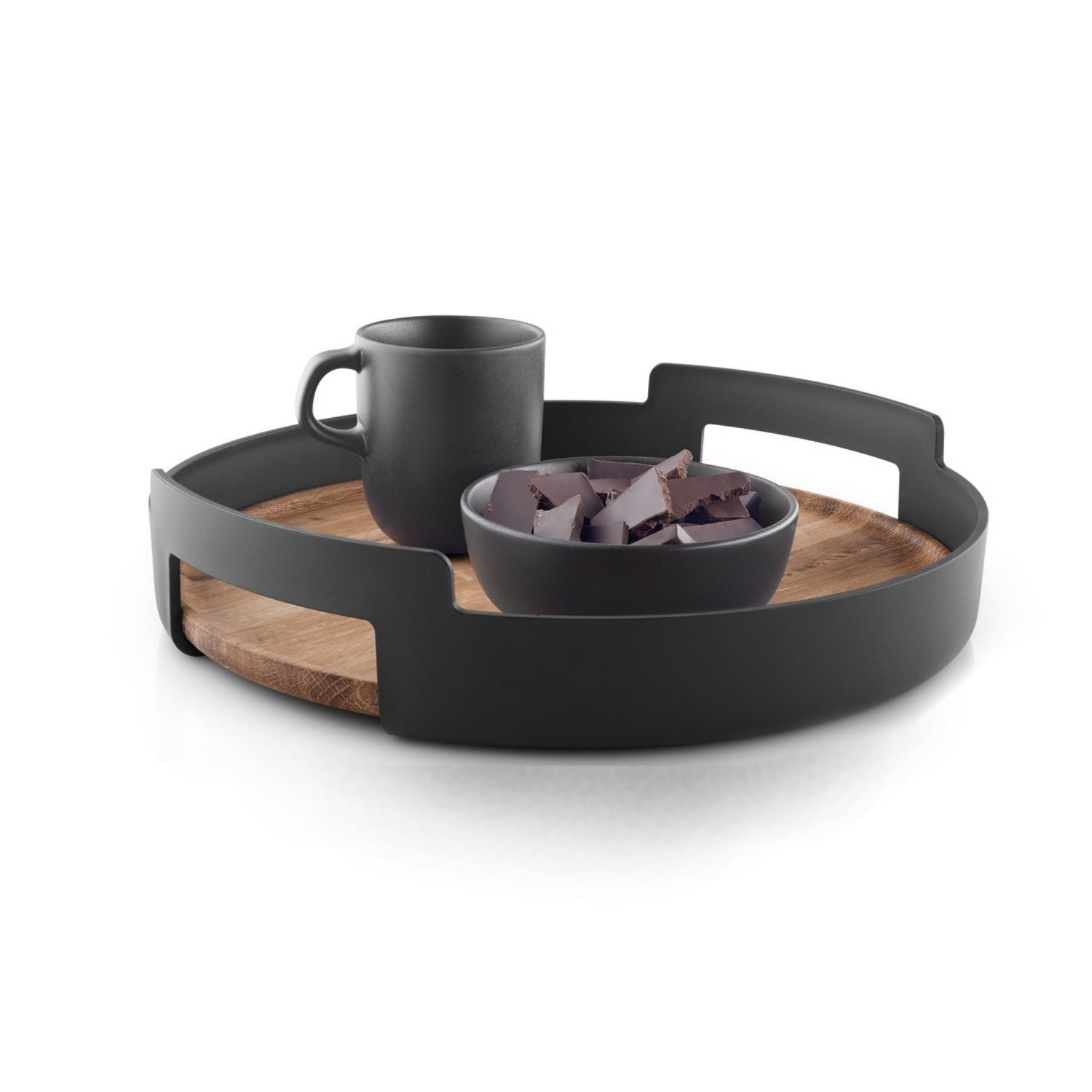 Taca do serwowania Nordic Kitchen dębowa średnica 35 cm czarna