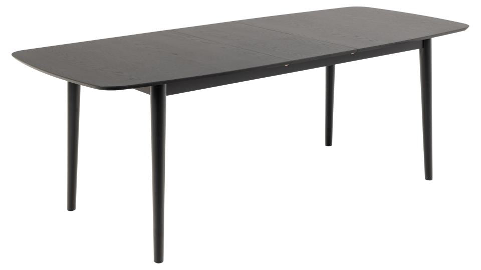 Stół do jadalni Elisma rozkładany fornir dębowy lakierowany czarny 180-219 cm