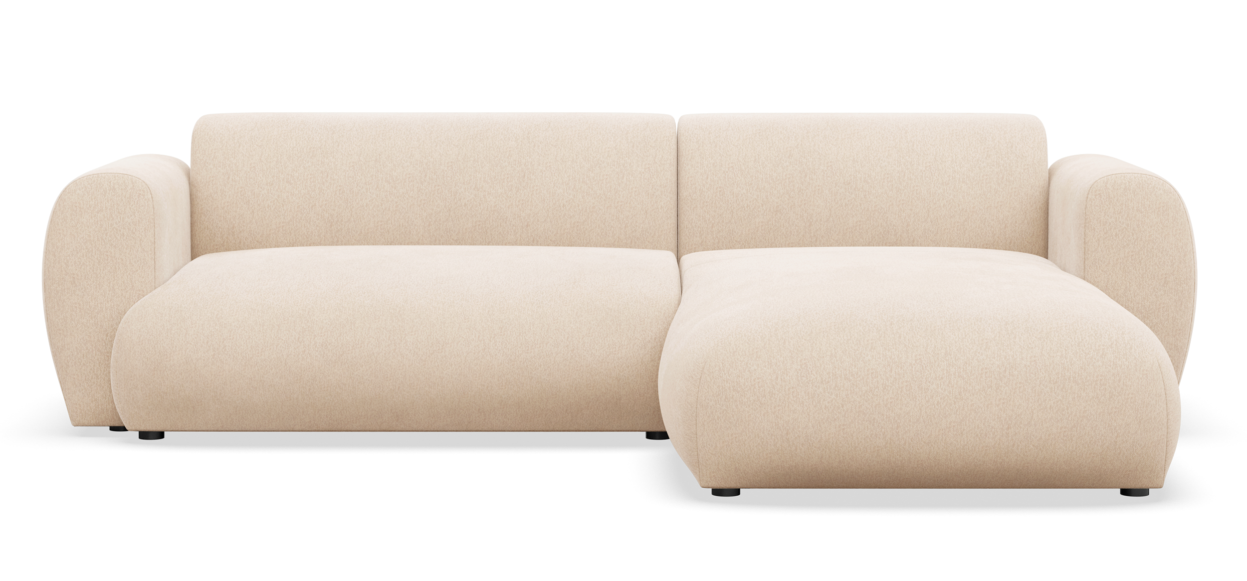 Narożnik z funkcją spania Emia L-kształtny prawostronny jasnobeżowy szenil