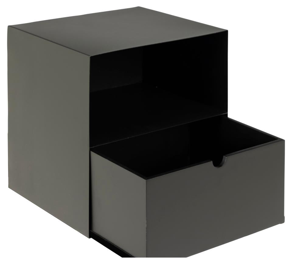 Szafka nocna Emilis prostokątna wisząca z półką i szufladą czarna 30x25x30 cm